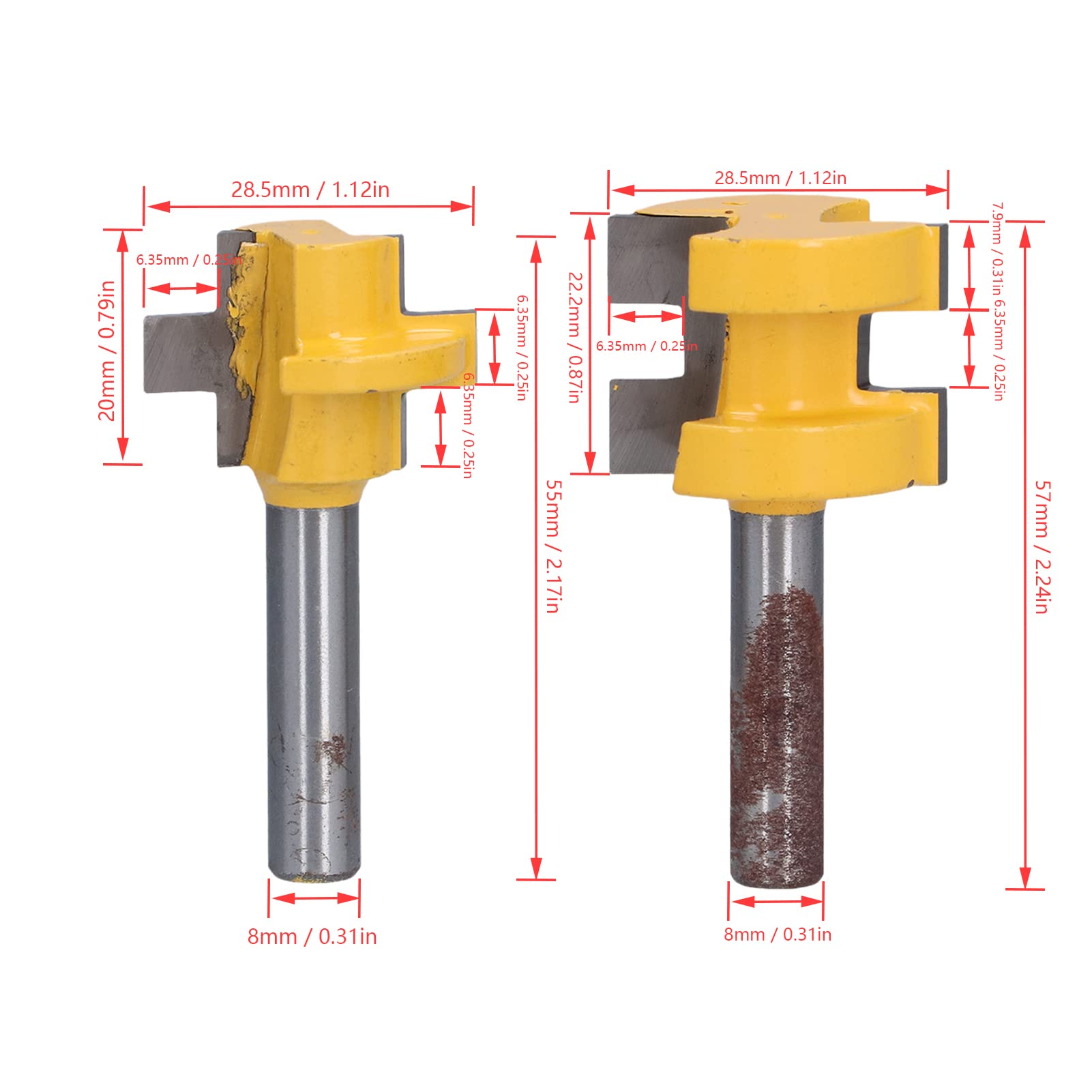 2-Piece T-Shaped Wood Milling Saw Cutters - Tongue Groove Router Bits with Storage Box for Doors, Drawers & Shelves | Perfect for Woodworking, DIY Furniture & Cabinet Making