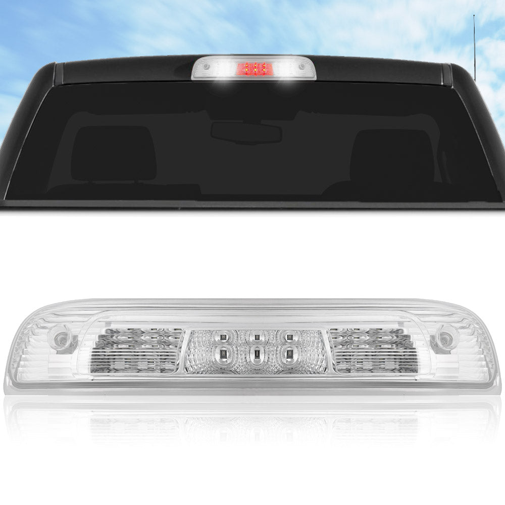 GMC Sierra & Chevy Silverado (3rd GEN) 1500 2014-2018 Red LED Third Brake Light Kit with White LED Cargo Lights - Clear Lens - Upgrade for Truck Safety & Night Visibility - Perfect for Off-Roading & Hauling