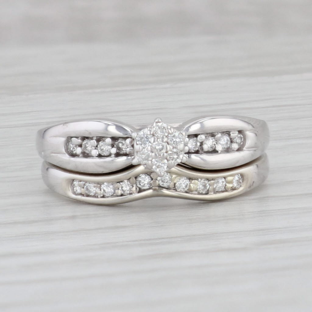 0.26ctw Round Cut Diamond Engagement Ring & Wedding Band Set in 10k White Gold, Size 7.25 - Perfect for Proposals, Anniversaries & Bridal Jewelry Gifts