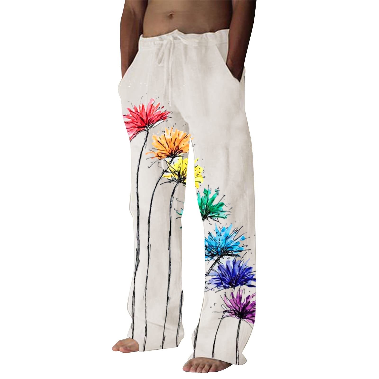 **Toddler Sippers & Men's Casual Linen Pants with Printed Pocket - Large Size, Comfortable & Stylish for Everyday Wear, Playdates, and Outdoor Activities**