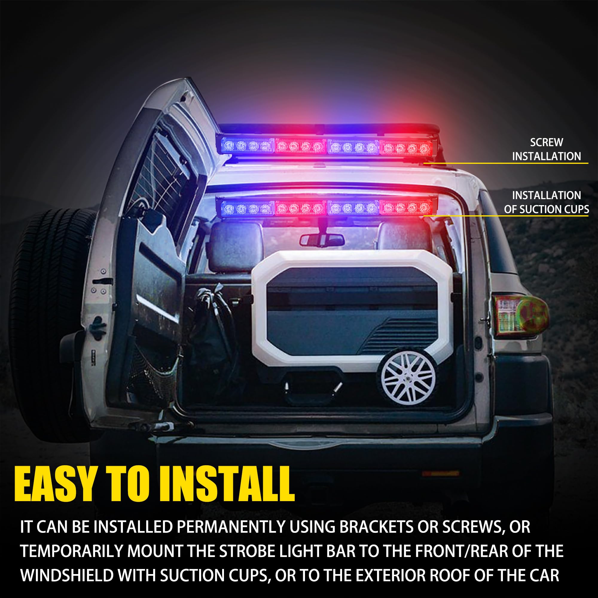 2 Pack 16.8 Inch Emergency Strobe Light Bar - 32 LED with 23 Flash Patterns, Hazard Warning & Traffic Advisor for Vehicles, Trucks, Snow Plows | Interior Safety Warning Lights for Roadside Emergencies, Construction Zones & Nighttime Visibility