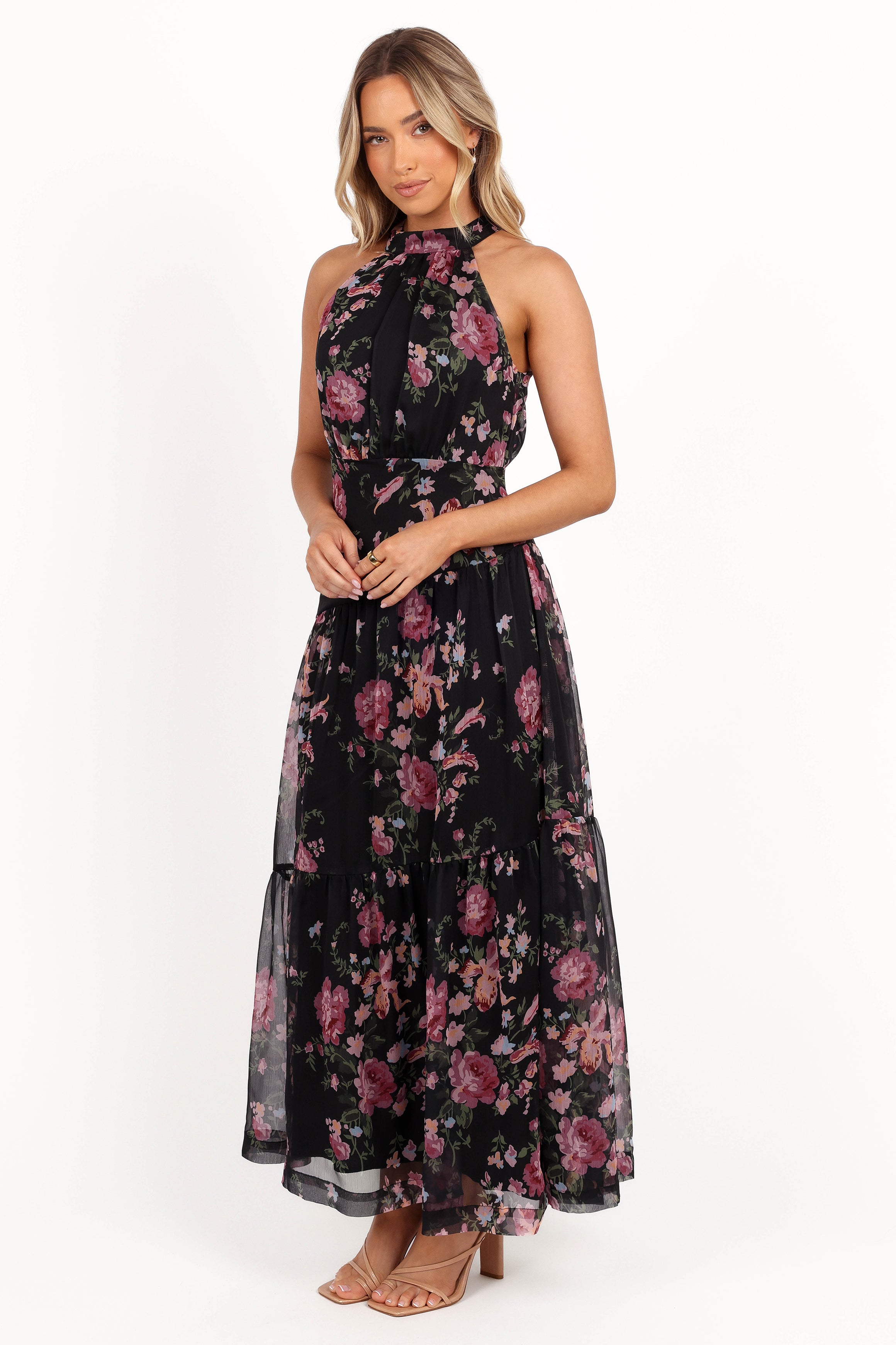 Eden Maxi Dress - Black Floral Print Long Summer Dress for Women | Beach Wedding, Vacation, Party Wear
