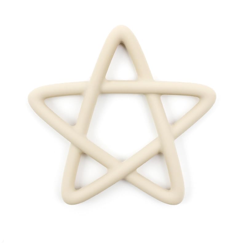 Organic Silicone Baby Teether - BPA-Free, Safe for 3-12 Months Infants | Star-Shaped Chew Toy for Soothing Sore Gums | Perfect for Teething Relief, Sensory Play & On-the-Go Comfort (Beige)