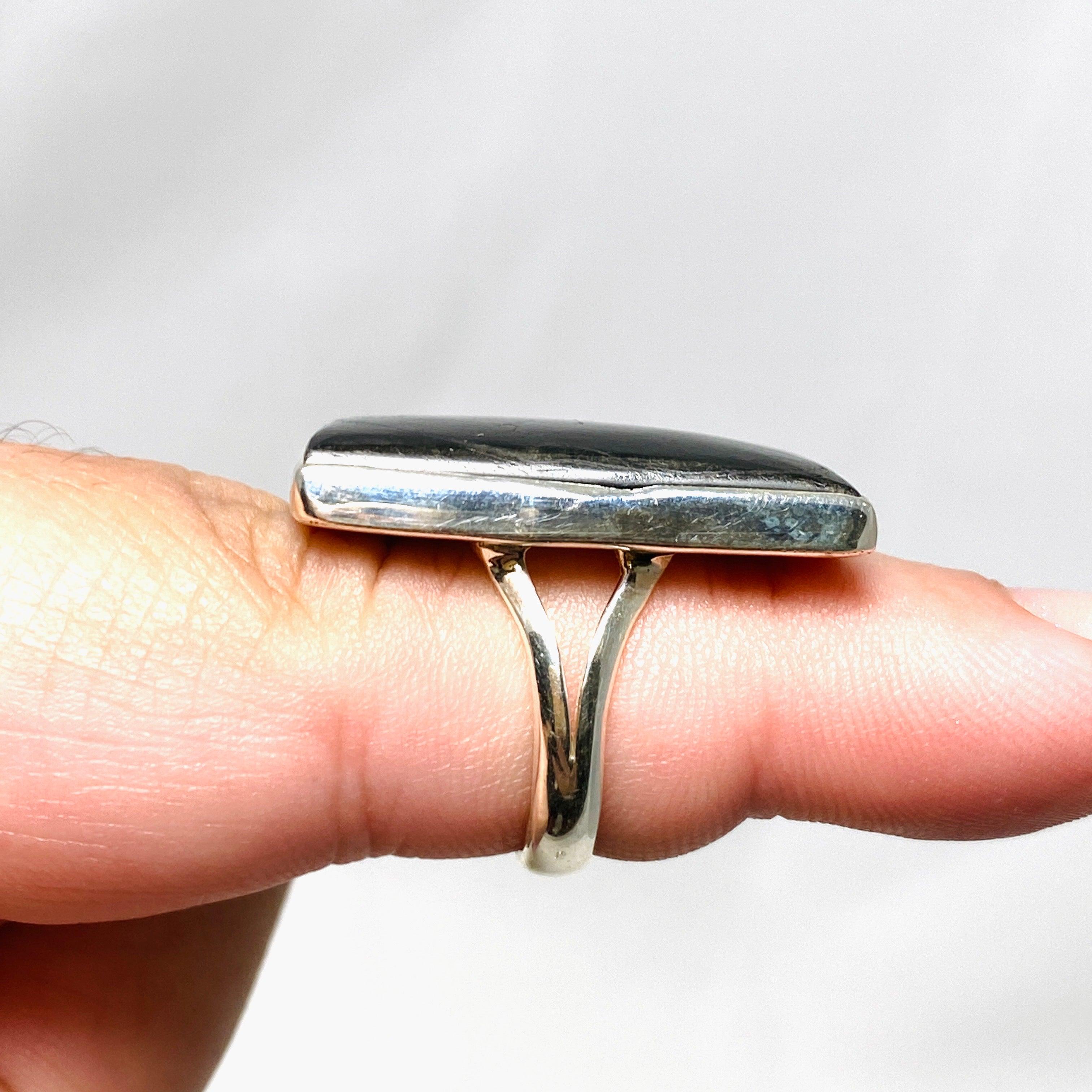 Hypersthene Rectangle Split Band Ring - Size 7 Sterling Silver Women's Jewelry KRGJ3153 | Elegant Gift for Birthday, Anniversary & Special Occasions