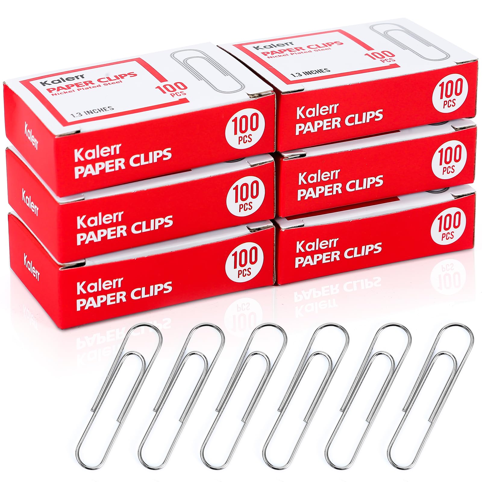 Premium 600-Piece Silver Paper Clips Set (6 Boxes of 100) - 1.3 Inch Rustproof Metal Office Supplies for School, Home & Business Organization - Perfect for Document Filing, Craft Projects & Office Stationery Needs