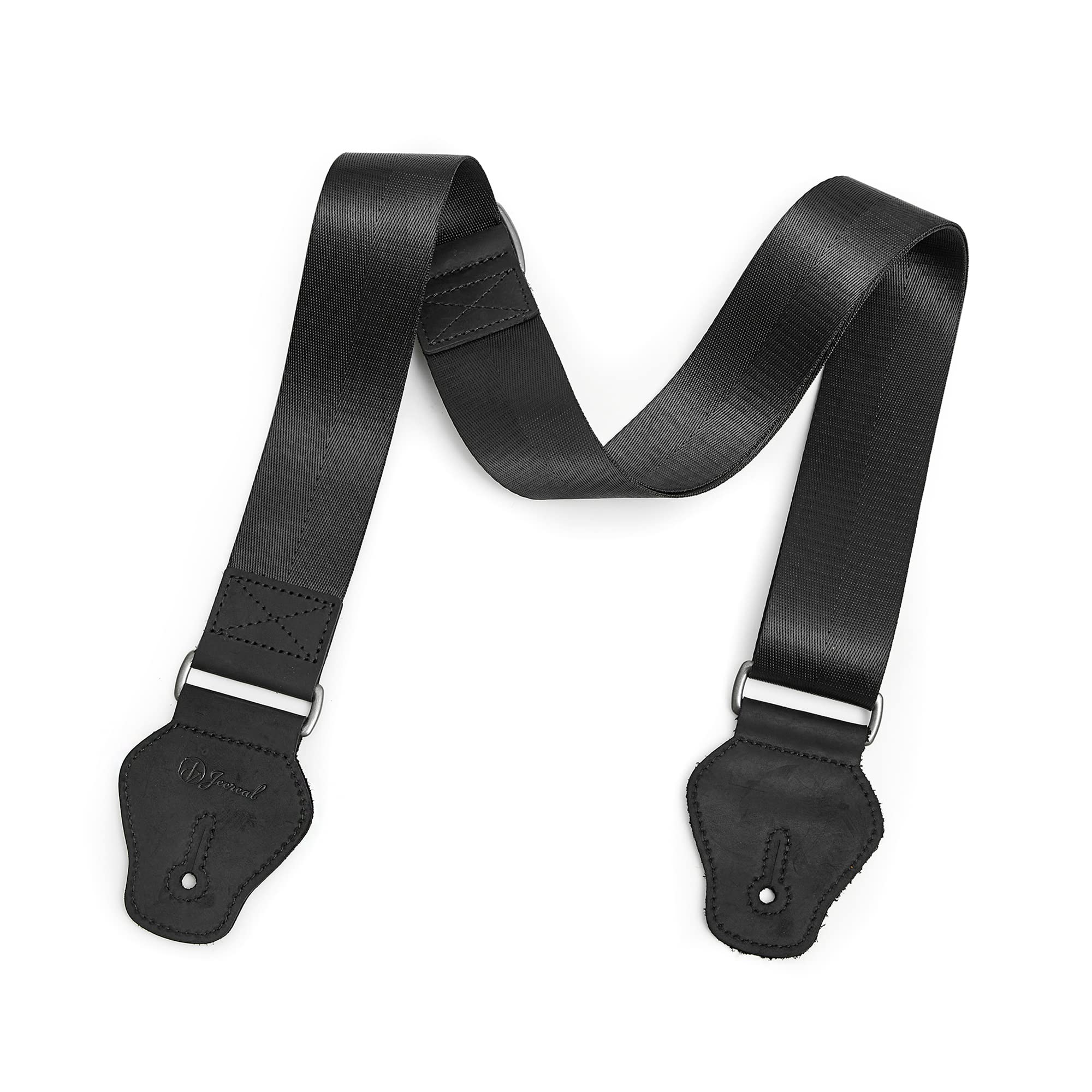 Jeereal Guitar Strap - Soft Cotton with Genuine Leather Ends for Acoustic, Electric Guitar, Bass & Banjo - Perfect for Live Performances, Studio Sessions & Practice