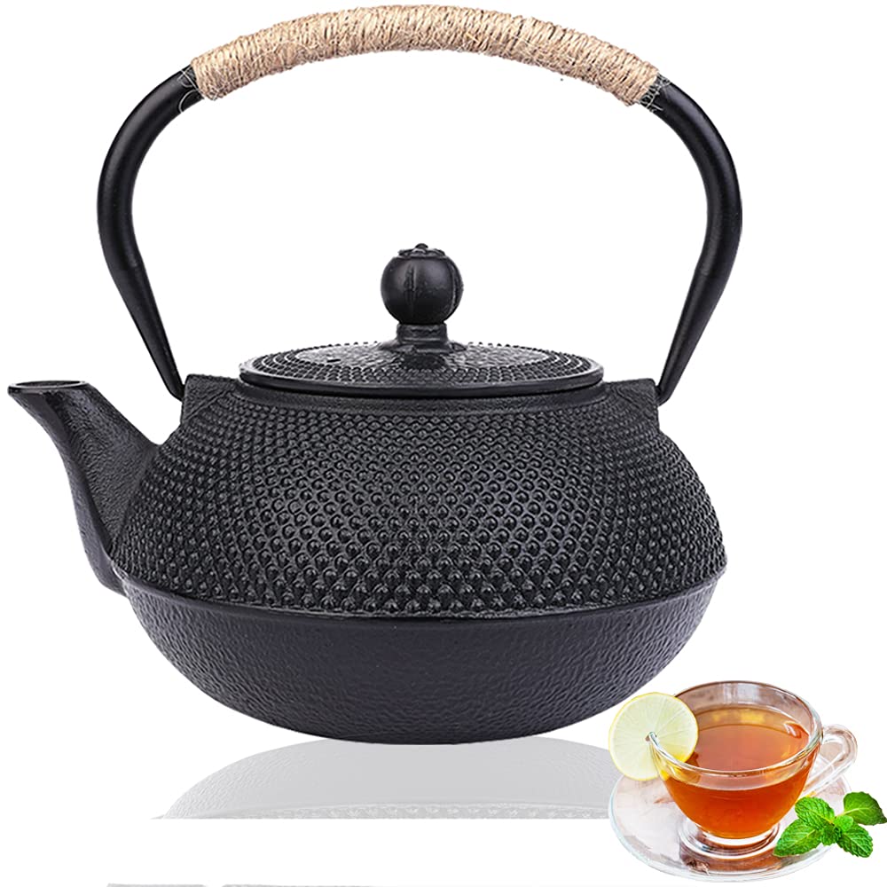 Premium Japanese Cast Iron Teapot Set with Removable Infuser - 900ml (31oz) Loose Leaf Tea Kettle for Wood Stove, Campfire & Gas Stove - Perfect for Home, Office & Outdoor Tea Ceremonies