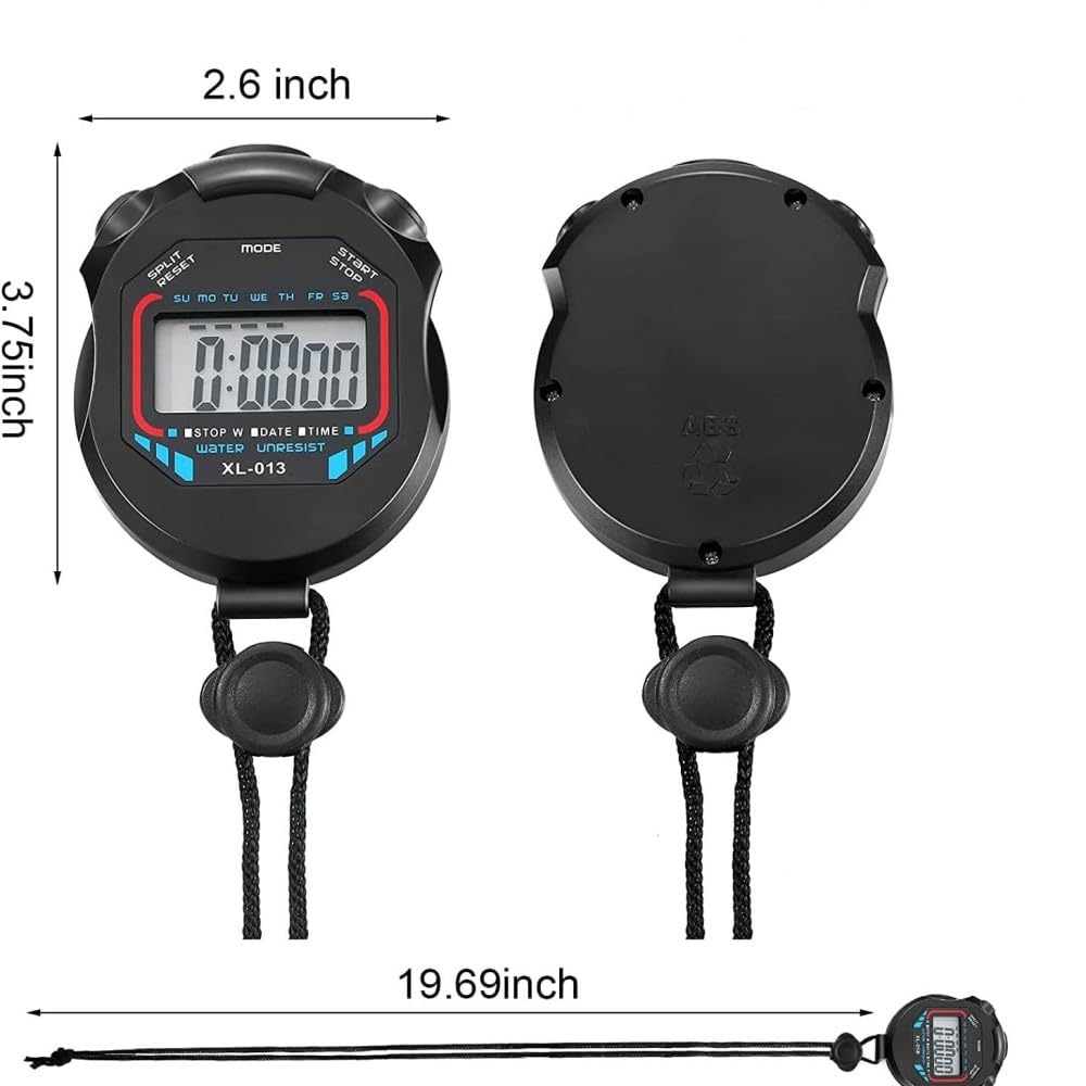 Waterproof Digital Stopwatch - Professional Multi-Function Handheld Sports Timer with Chronograph for Swimming, Running & Training (1 Pack)