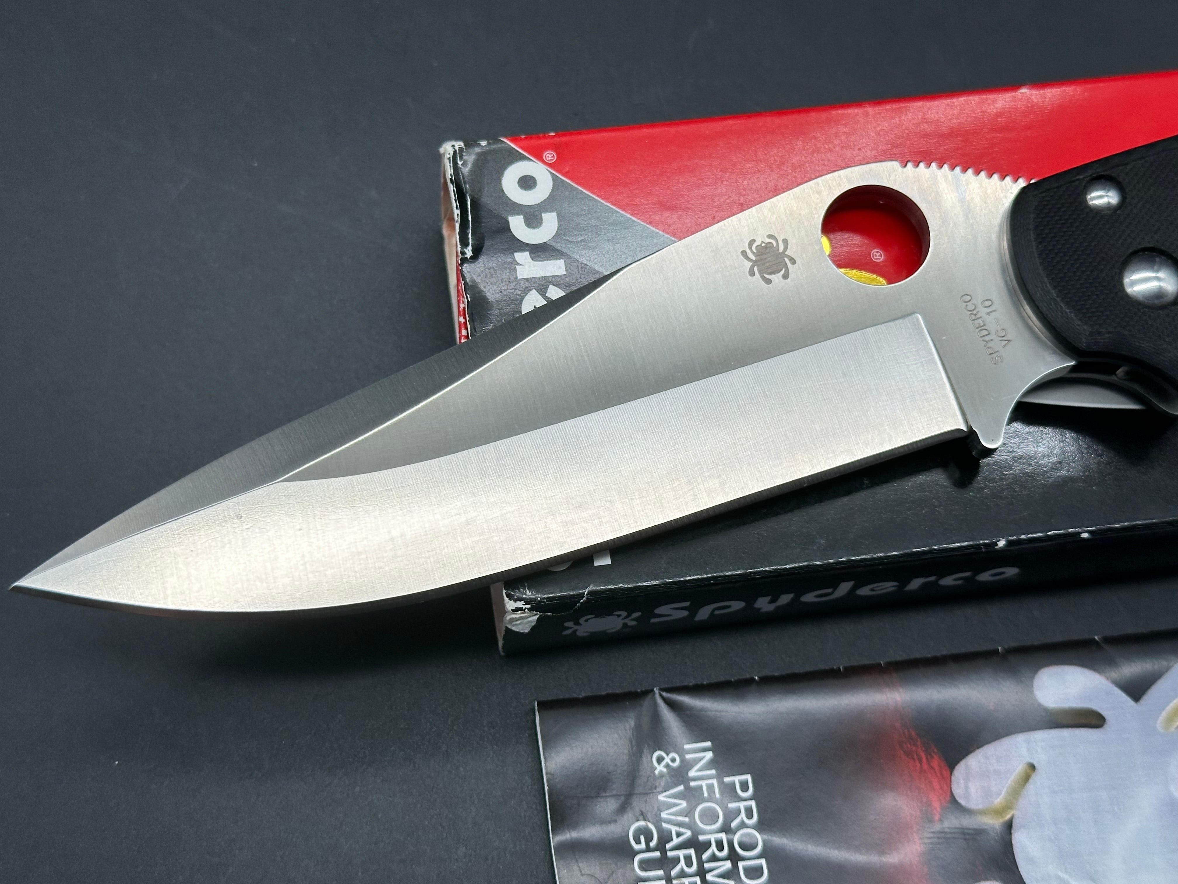 Spyderco Tatanka PowerLock Folding Knife - Black G-10 Handle, 5.06
