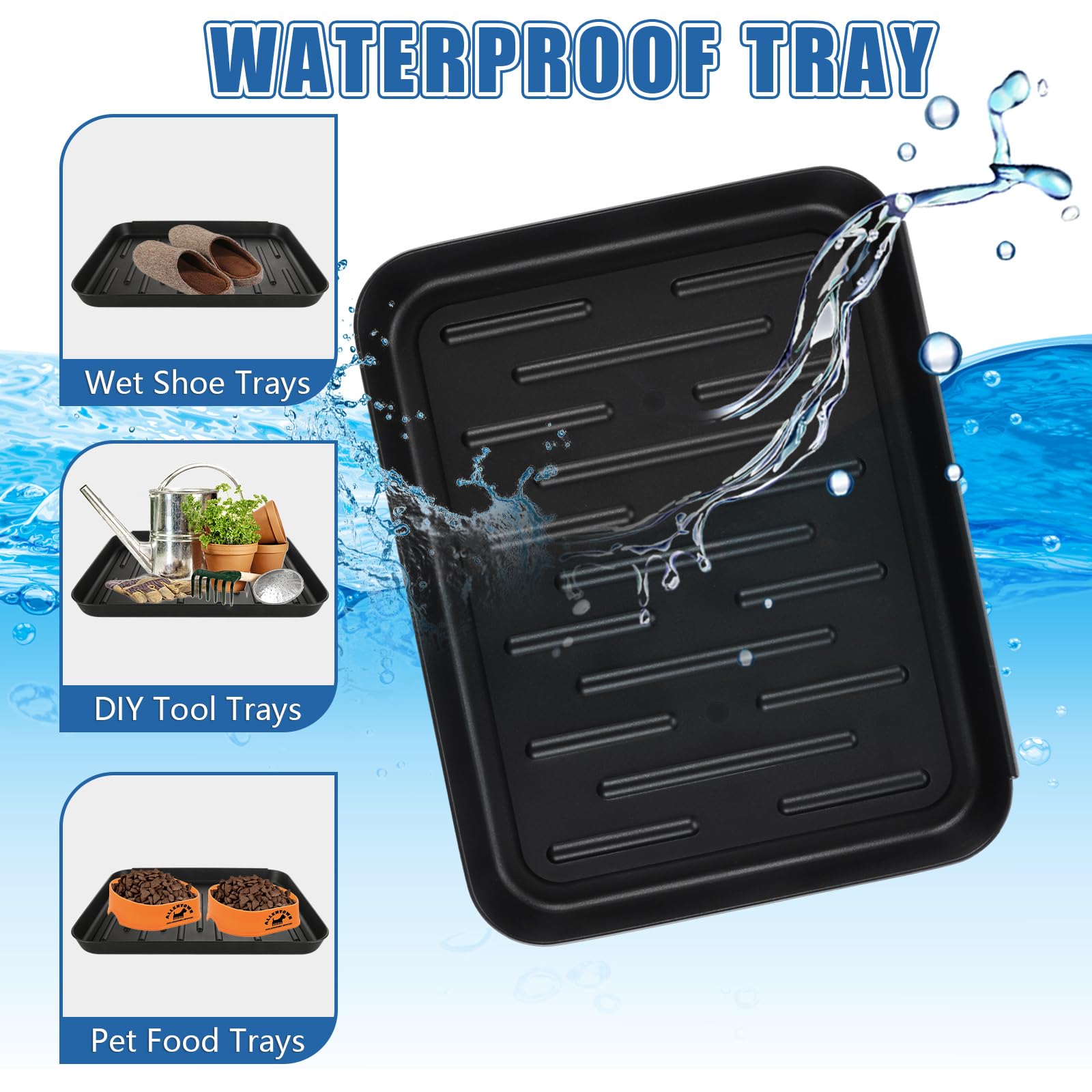6 Pack Plastic Boot Tray - 13.8x10.8 Inch Waterproof Shoe Mat for Entryway & Mudroom - Perfect for Wet Shoes, Pet Bowls & Indoor Use