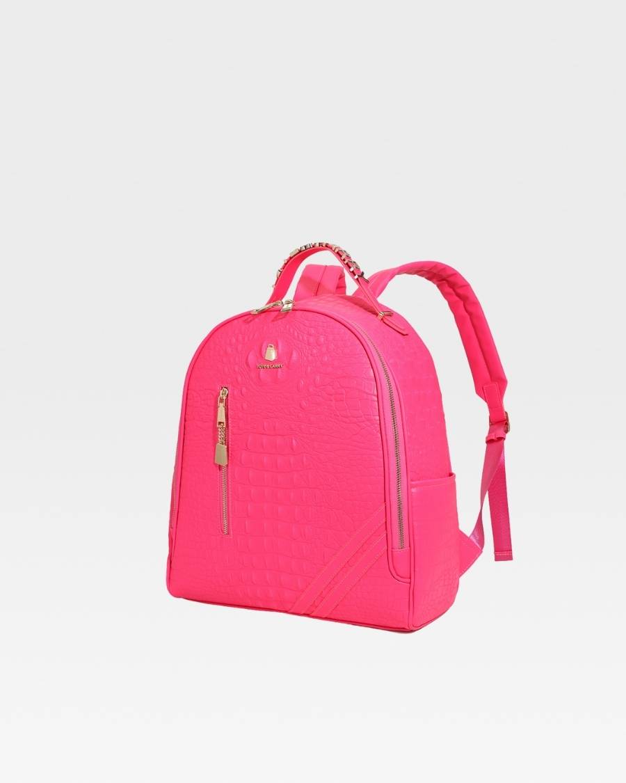Apollo 2 BFF Backpack - Waterproof School Backpack for Girls, Neon Pink College Bookbag with USB Charging Port - Perfect for School, Travel & Daily Use
