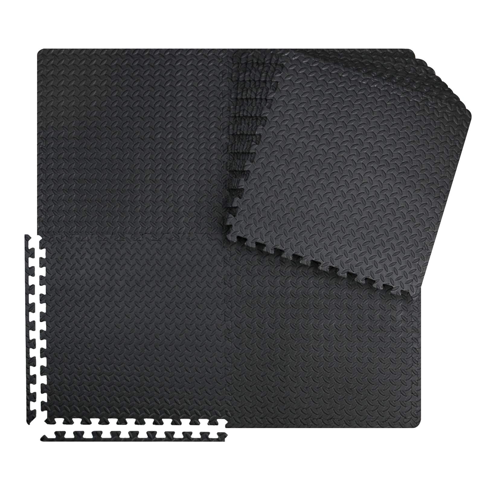 innhom 12/24/48 Tiles Interlocking Gym Floor Mats - Durable Foam Exercise Mat for Home Gym, Workout Room & Garage - Perfect for Weightlifting, Yoga & Fitness Equipment Protection