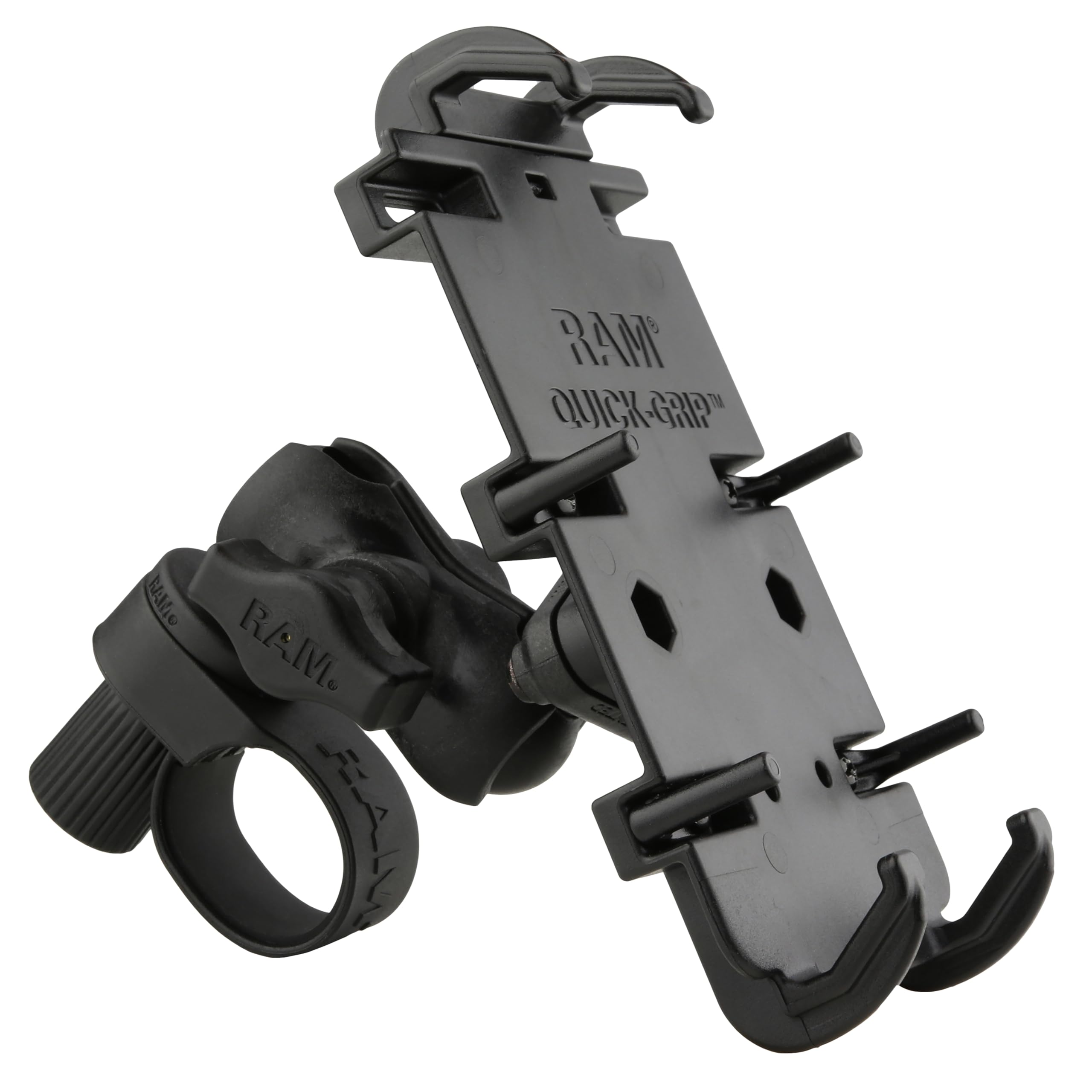 RAM MOUNTS Quick-Grip Phone Mount with RAM Tough-Strap Handlebar Base for Bikes and Motorcycle Handlebars - Perfect for Outdoor Cycling and Motorcycling Adventures