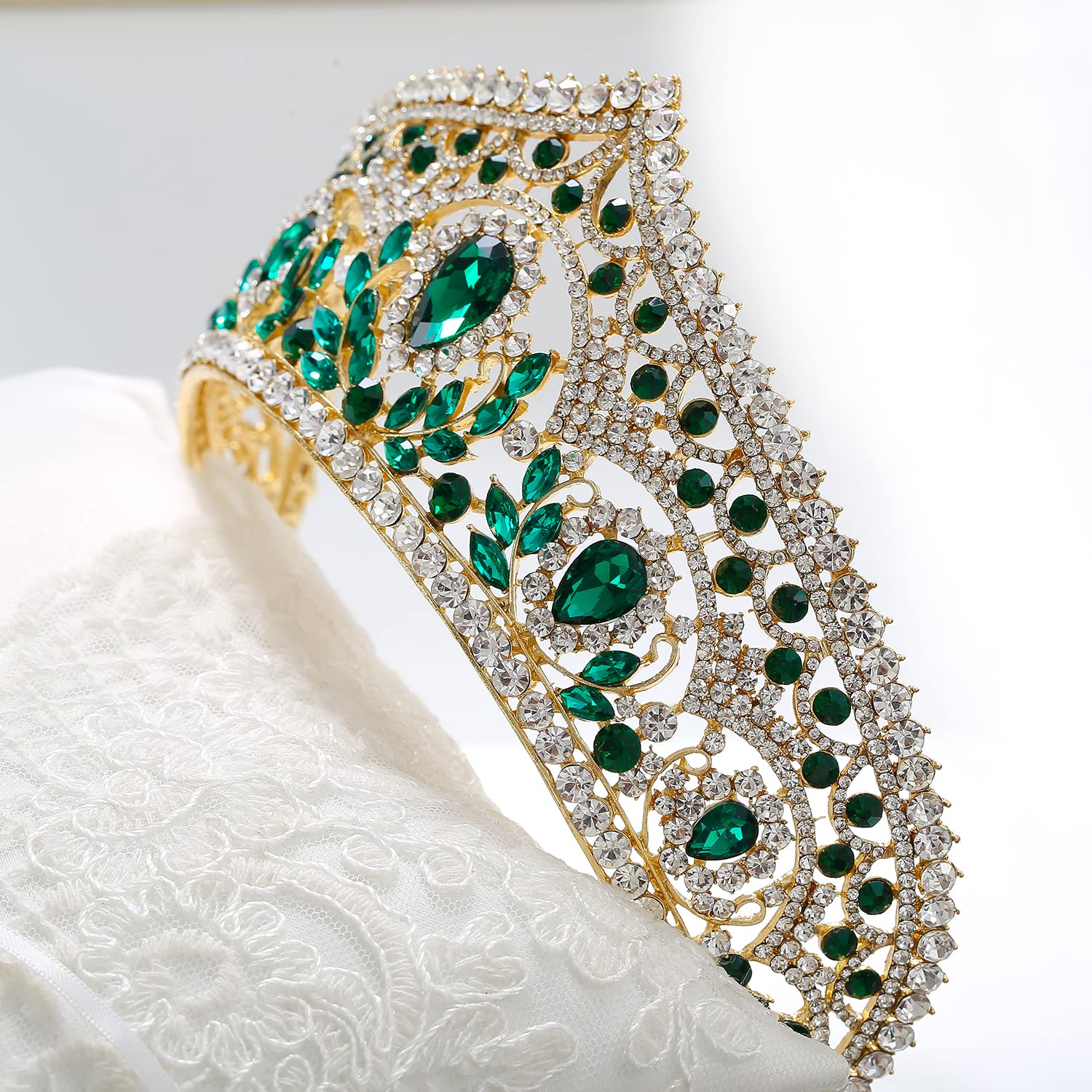 Elegant Women's Crown Hair Accessories - Wedding Headbands & Girls' Dress Jewelry for Birthday Parties (5 Colors, Green) - Perfect for Bridal, Prom, and Special Occasions