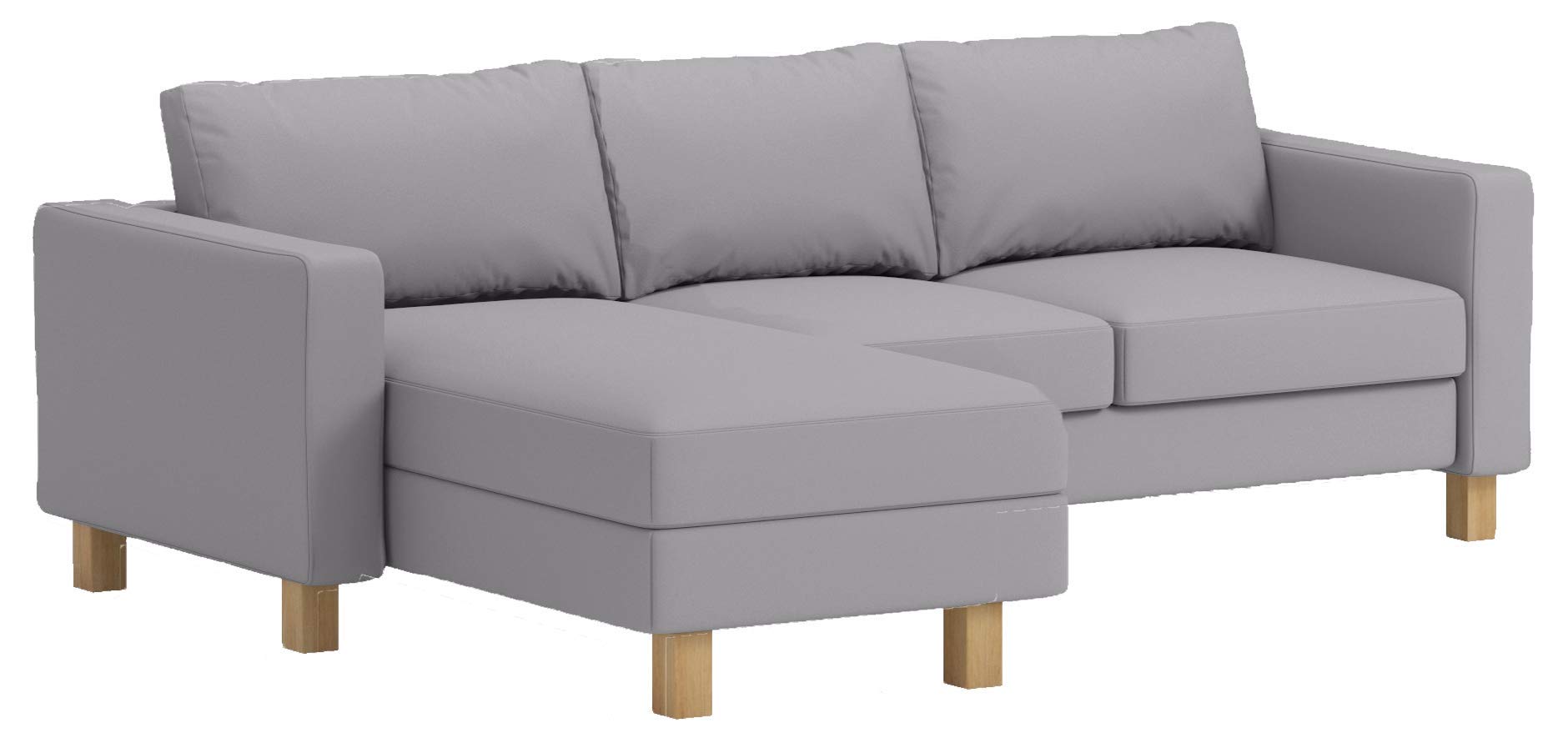 Durable Dense Cotton Karlstad Loveseat Sofa Cover - 2-Seat Sectional Slipcover with Chaise Lounge | Replacement Cover for IKEA Karlstad Sofas | Light Gray | Perfect for Living Room, Bedroom & Home Decor