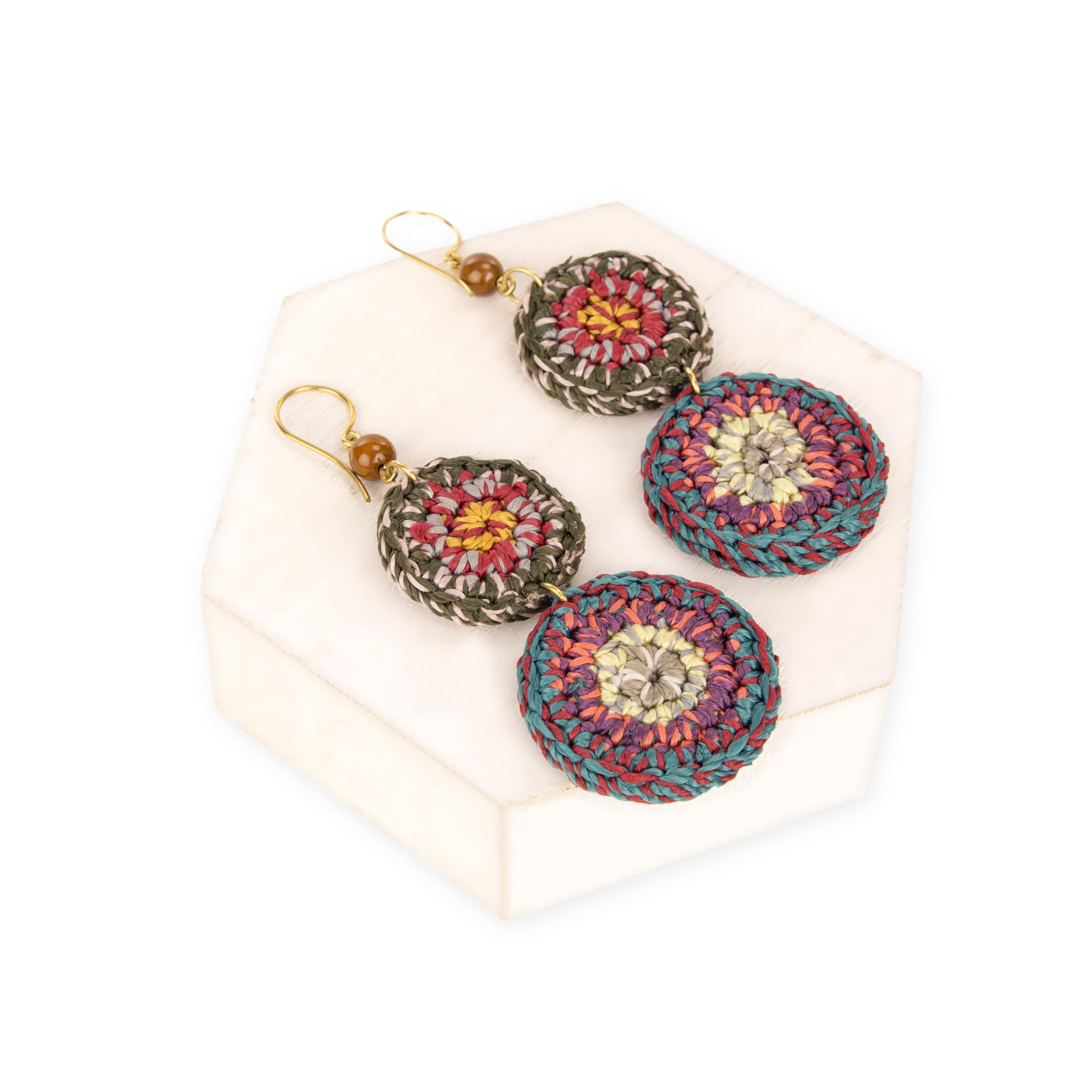 Elegant Jasper Double Disc Earrings for Women - Boho Chic Dangle Jewelry for Casual & Party Wear