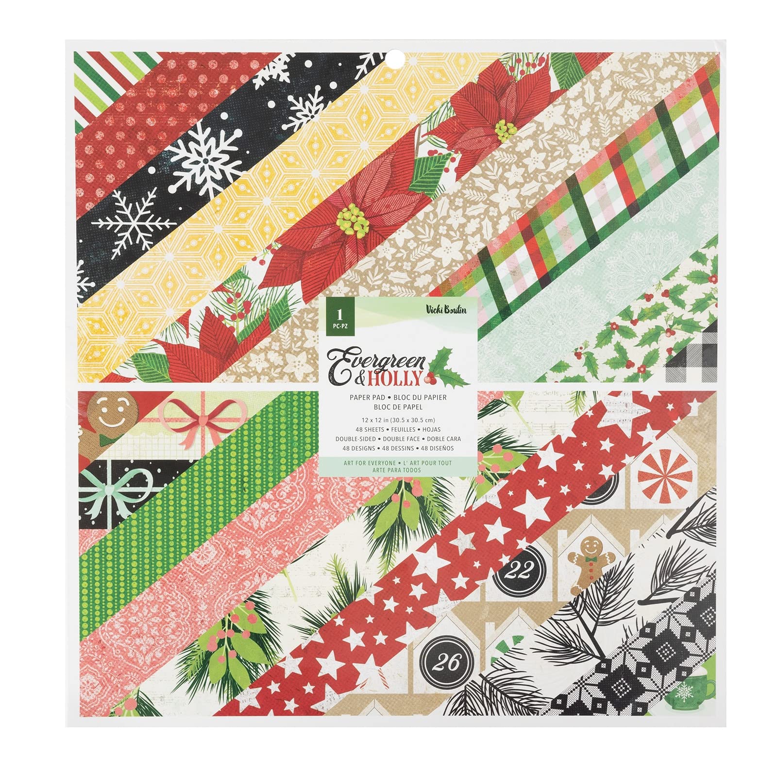 Vicki Bouting EVERGRN Holly Paper - 12x12 Scrapbook Paper for Christmas Card Making, DIY Holiday Decor, and Scrapbooking Projects | Perfect for Festive Crafts and Gift Wrapping