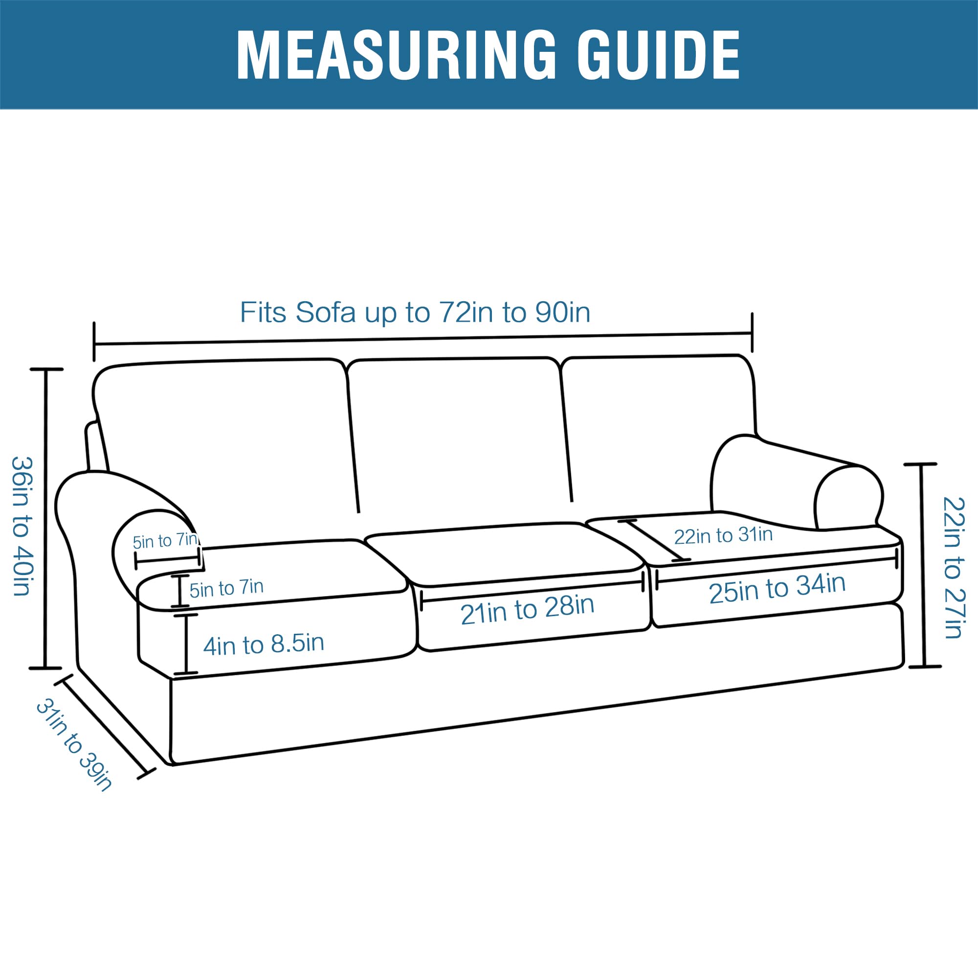 H.VERSAILTEX 4-Piece Velvet Sofa Slipcover Set - Thick Stretch Couch Cover with 3 T-Cushion Covers, Furniture Protector for 3-Cushion Sofa, Brown - Perfect for Living Room, Home Decor & Pet-Friendly Furniture Protection