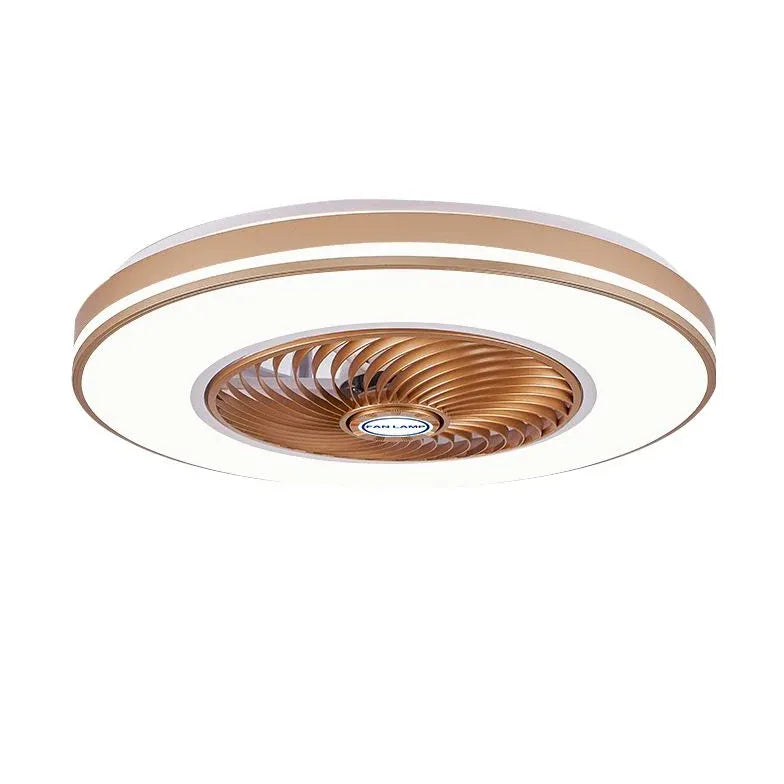 Dual Tone Round Ceiling Fan with LED Light - Modern Indoor/Outdoor Cooling for Living Room, Bedroom, Patio