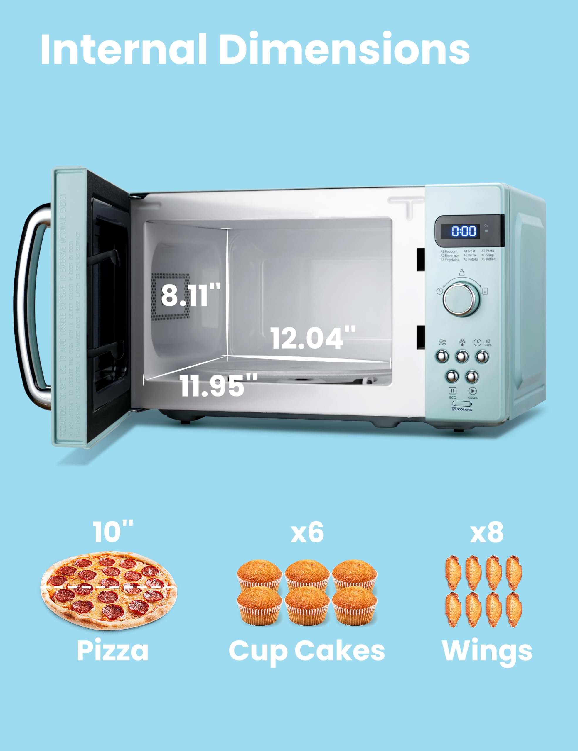 COMFEE' Retro Small Microwave Oven 0.7 Cu Ft - Compact 700W Countertop Microwave with 9 Preset Menus, Position-Memory Turntable & Mute Function - Perfect for Dorms, Apartments & Small Kitchens - AM720C2RA-G in Green