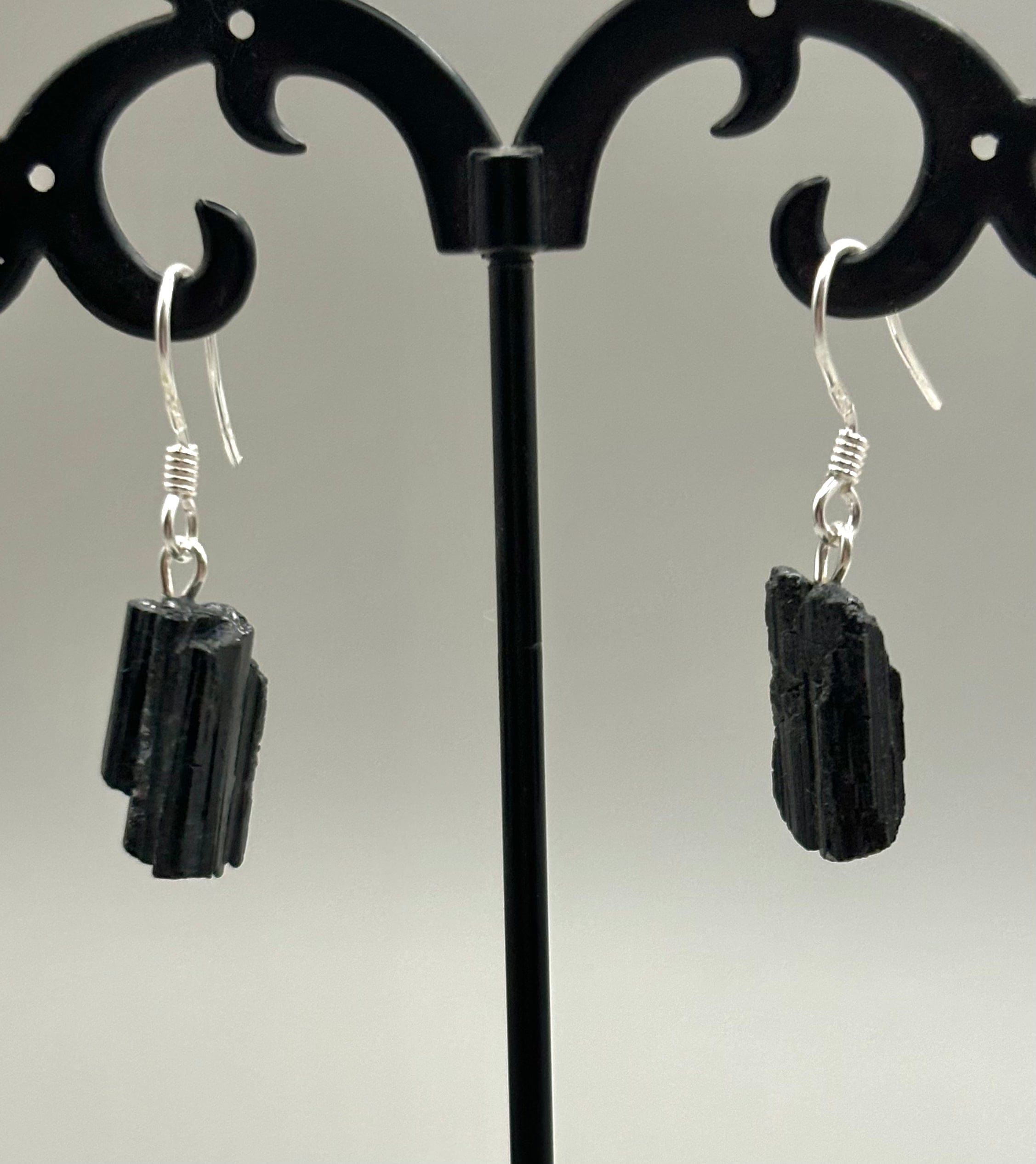 Black Tourmaline Sterling Silver Earrings for Women - Hypoallergenic Crystal Stud Earrings for Everyday Wear, Healing Jewelry Gift for Mom, Sister, Girlfriend