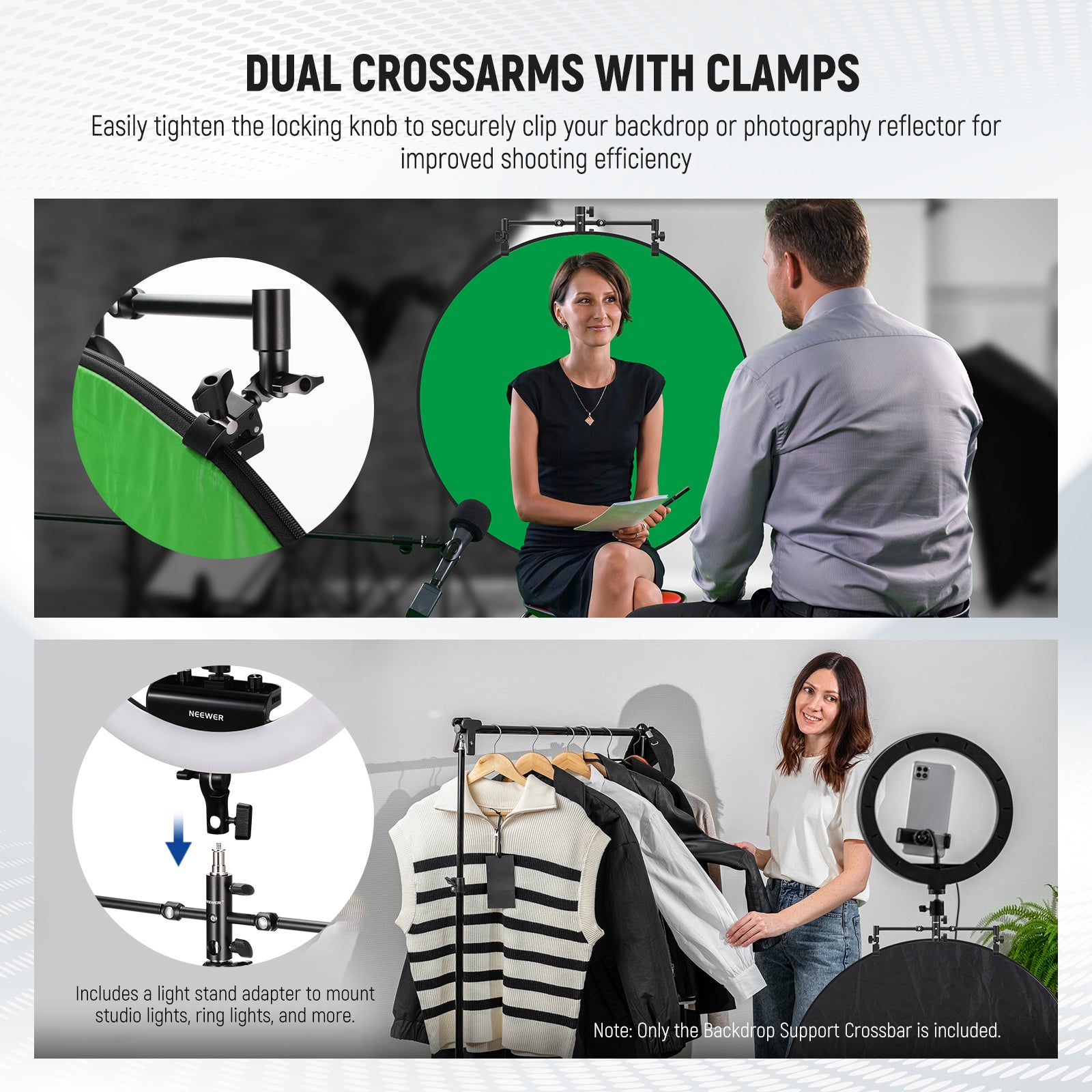 NEEWER CL 05 Portable Collapsible Backdrop Holder Stand - Lightweight Photography Background Support for Studio, YouTube Videos & Live Streaming
