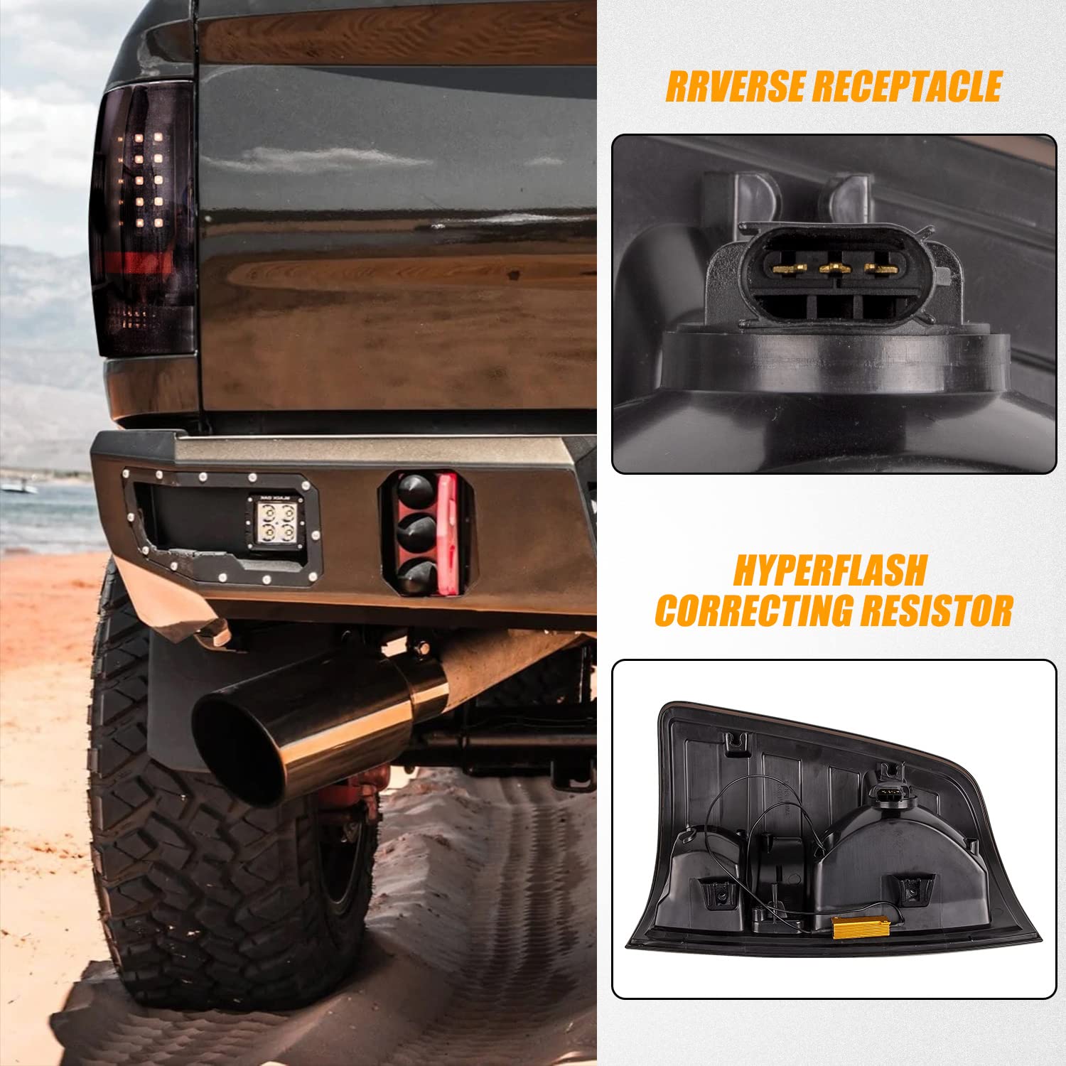 RANSOTO Smoke Black LED Tail Lights Compatible with 2009-2018 Dodge Ram 1500 2500 3500 - Passenger & Driver Side Rear Brake Lamps (Not for Factory LED Models) - Durable Replacement for Enhanced Night Visibility & Style