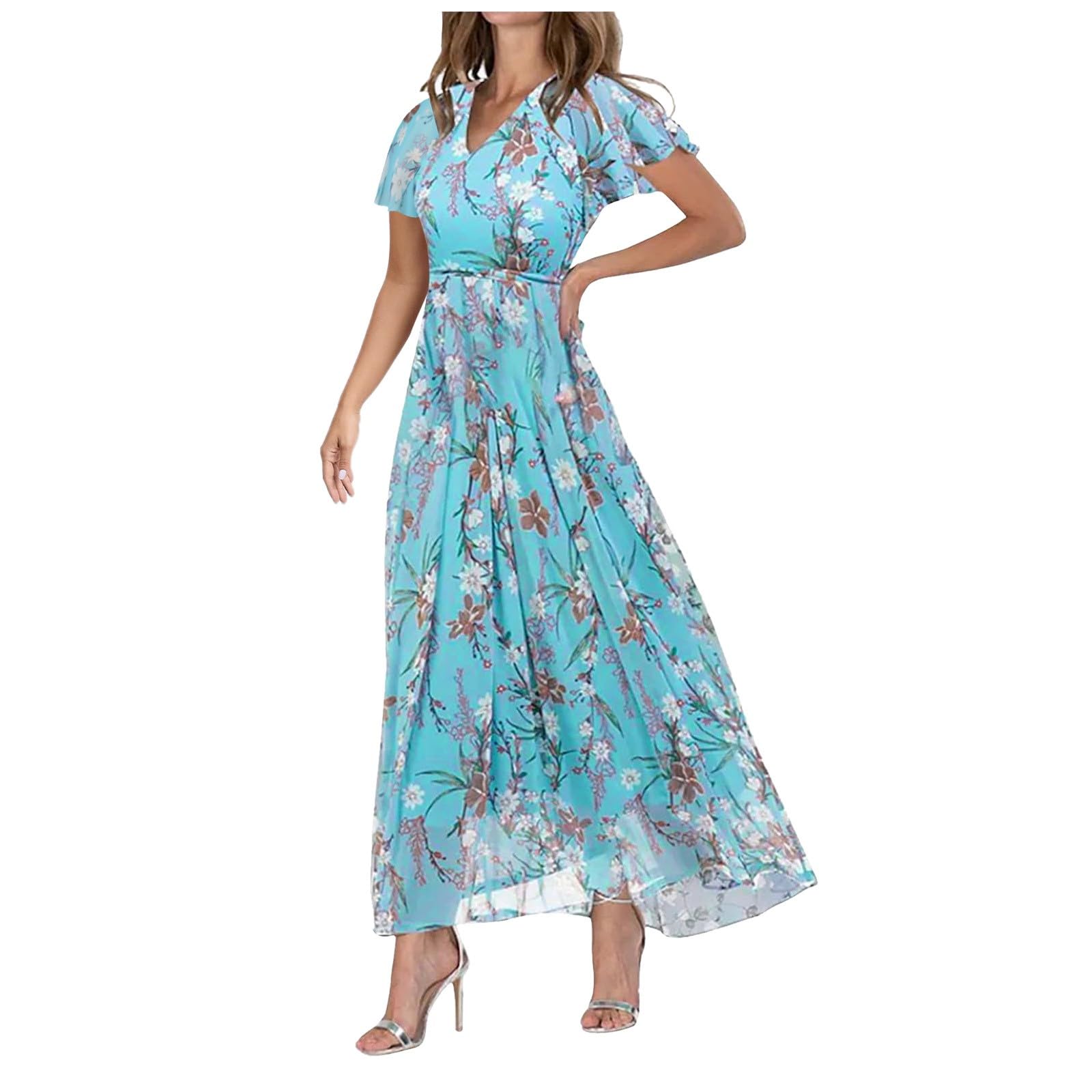 BNisBM Women's Summer Dresses 2024 - Casual Flowy Ruched Boho Dress for Beach Vacation, Tropical Date Night & Hawaiian Sun Outfits | Perfect for Pool Parties, Resort Wear and Summer Getaways