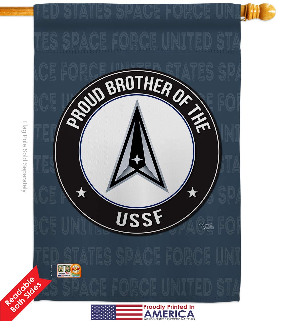 Space Force Proud Brother USSF Garden Flag Kit - Double-Sided 28x40 Inch Military Yard Banner - Made in USA - Patriotic Armed Forces Decorative Gift for Outdoor & Home Use