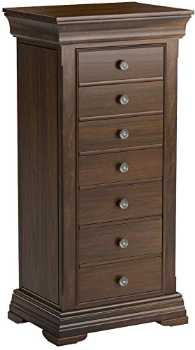 Hives and Honey Haley Jewelry Armoire with Storage Organizer - Walnut Wood Jewelry Box for Necklaces, Rings & Earrings - Perfect for Bedroom, Closet & Travel Organization