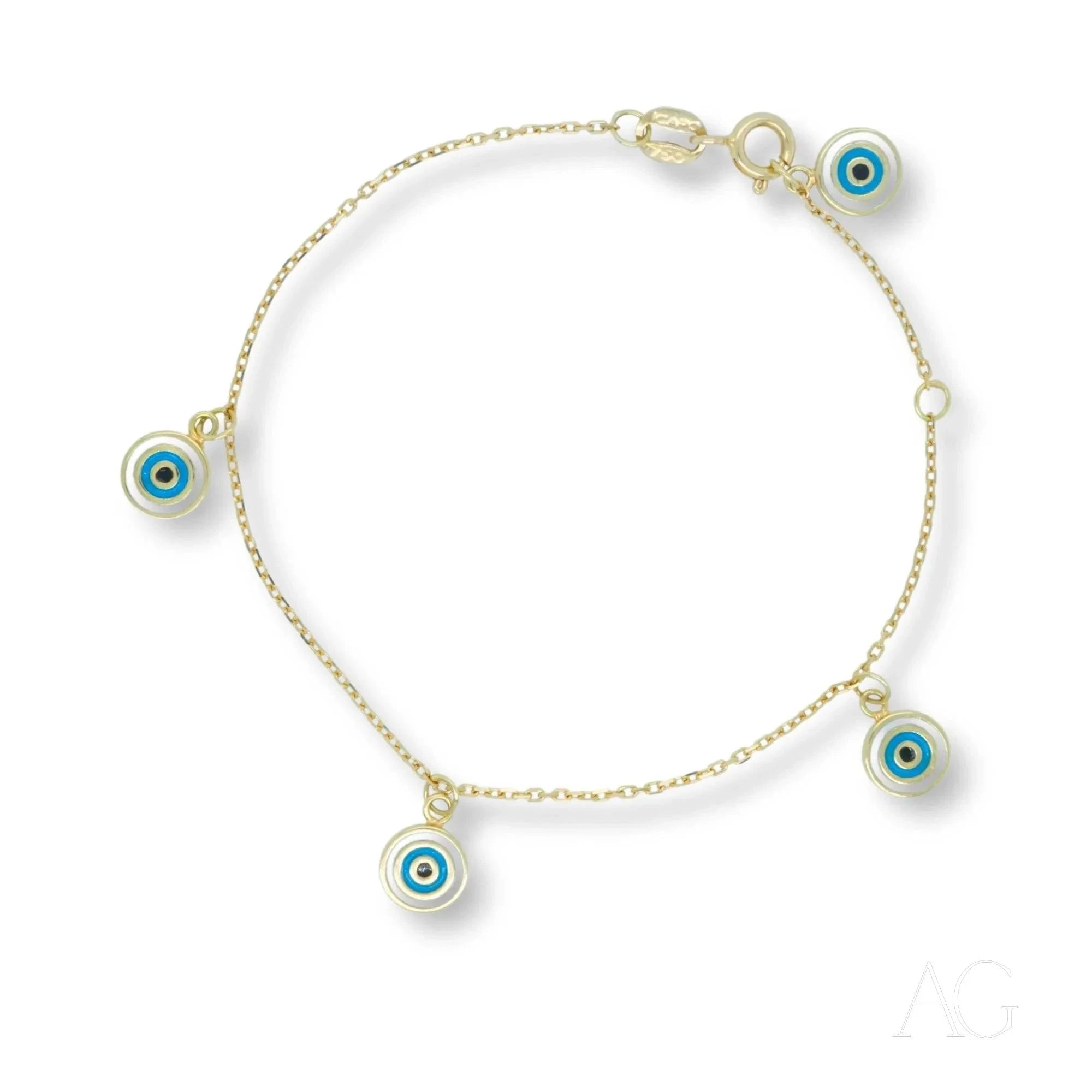 18K Gold Evil Eye Bracelet for Kids - Protection Charm Jewelry for Boys & Girls - Perfect for School, Travel & Gifting