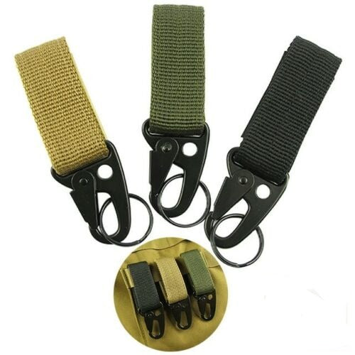 2 Pack Tactical Gear Clips - Heavy Duty Nylon Key Ring Holder & MOLLE Hook Carabiner for Outdoor, Hiking, Camping and EDC Accessories