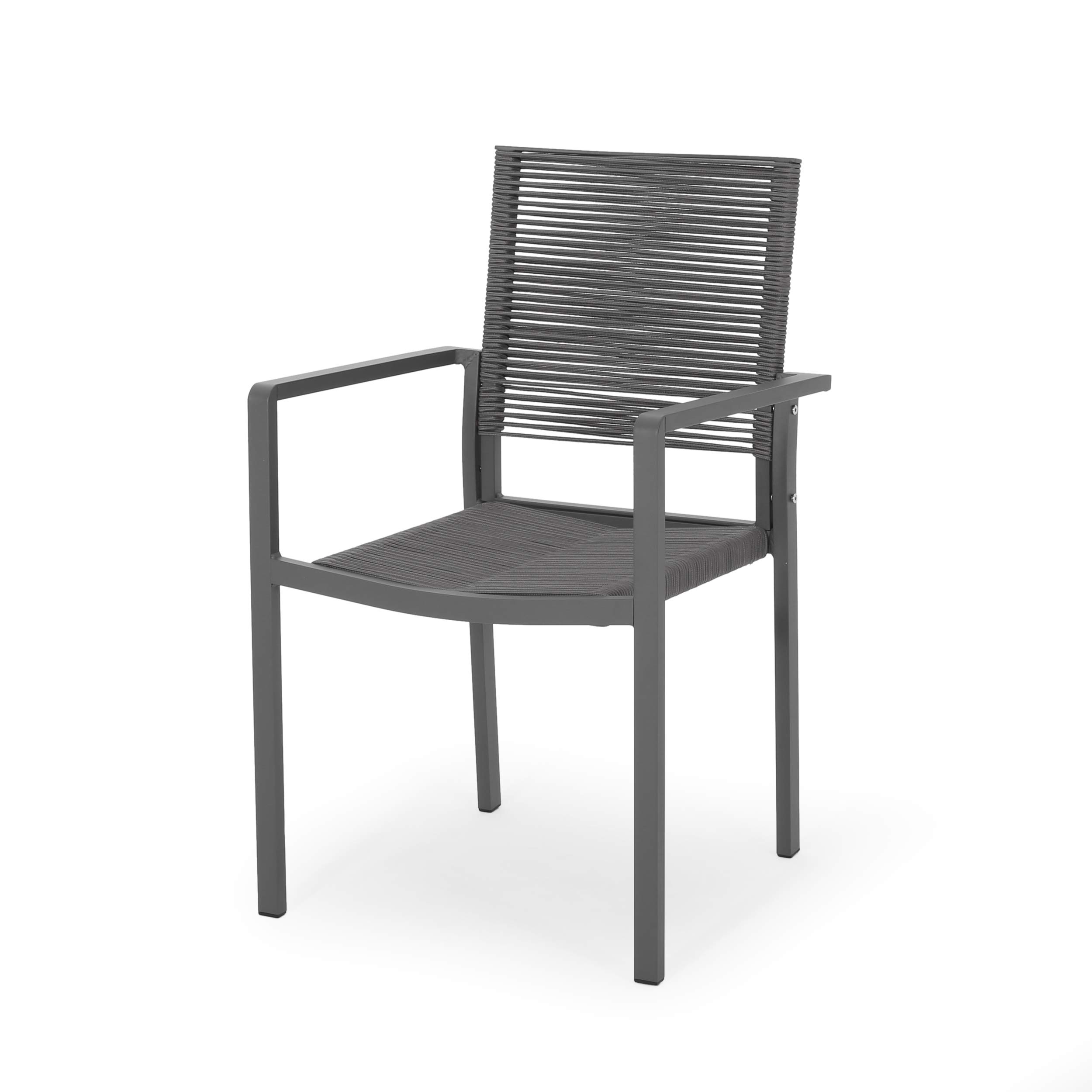 Modern 6-Seater Outdoor Aluminum Dining Set with Tempered Glass Table Top - Gray, Silver & Dark Gray | Weather-Resistant Patio Furniture for Backyard, Garden & Poolside Dining | GDFStudio