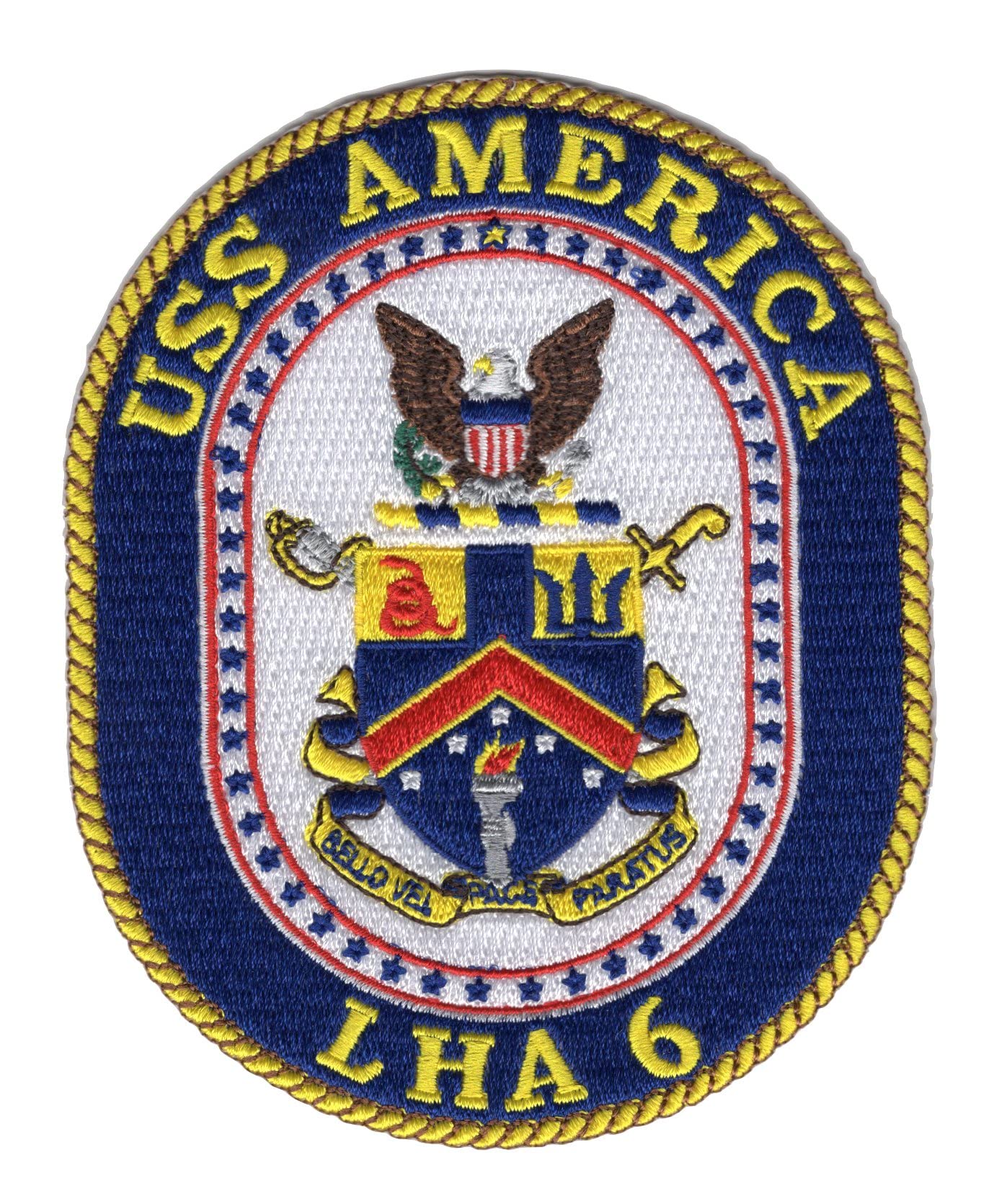 USS America LHA-6 Embroidered Military Patch - US Navy Ship Badge for Collectors, Veterans & Patriotic Display