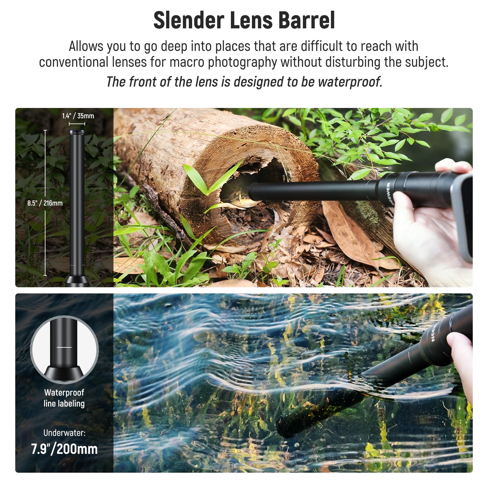 NEEWER 18mm 2X Macro Probe Lens with 17mm Thread - Compatible with iPhone & Samsung - Perfect for Mobile Phone Video Recording & Close-Up Photography - Works with NEEWER Phone Cage/Case (17mm Lens Adapter) - Ideal for Vlogging, Product Photography & Macro Shots (Model: LS-51)