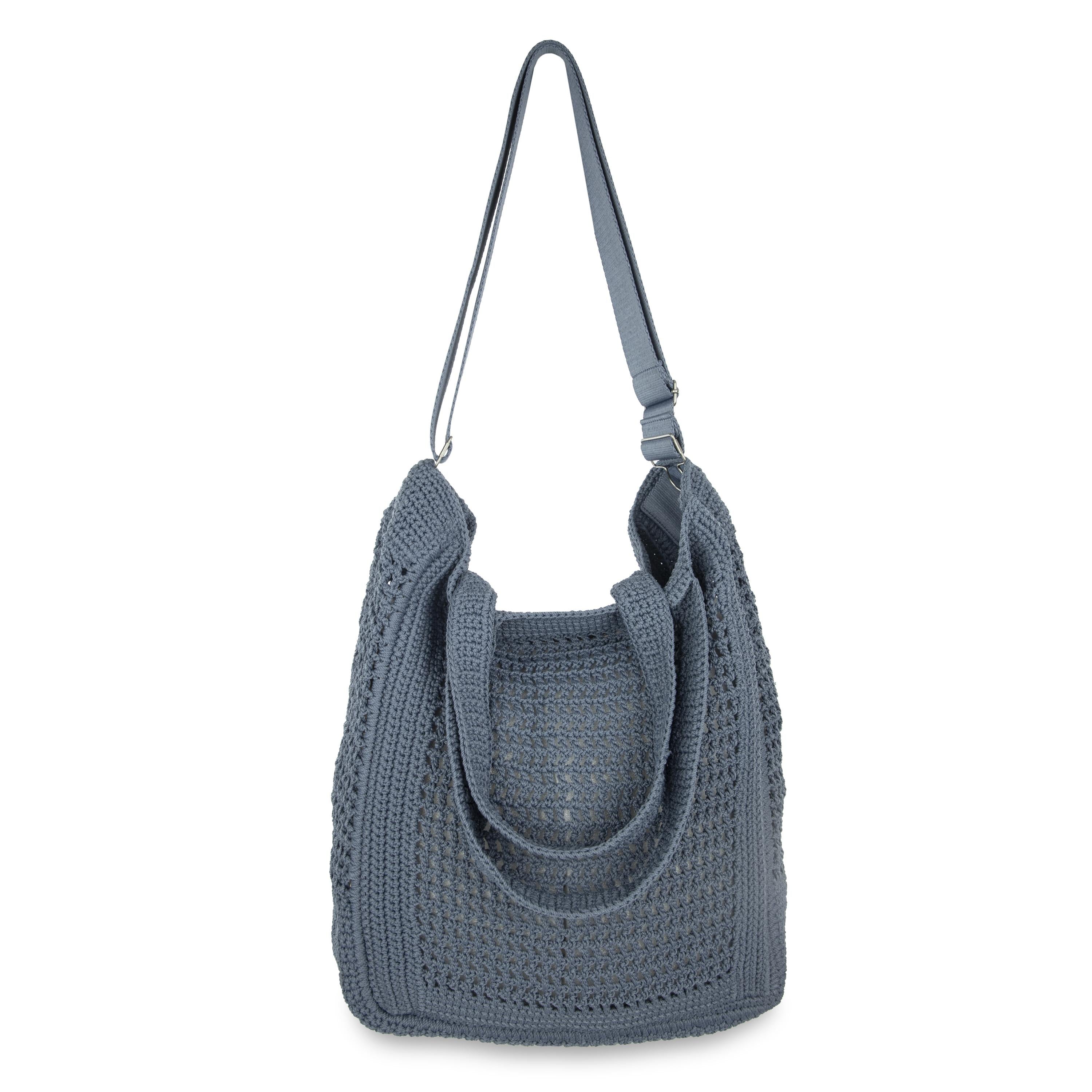 Lanie Market Tote - Hand Crochet Beach Bag with Maritime Design - Perfect for Summer Outings, Grocery Shopping & Farmers Market Trips