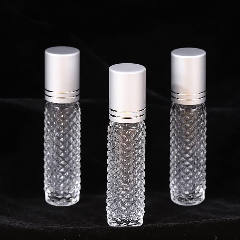 6 Pcs 10ml Clear Glass Essential Oil Roller Bottles - Refillable Roll On Bottles for Aromatherapy, Perfume & DIY Blends | Compact Travel Size for Home, Office & On-The-Go Use