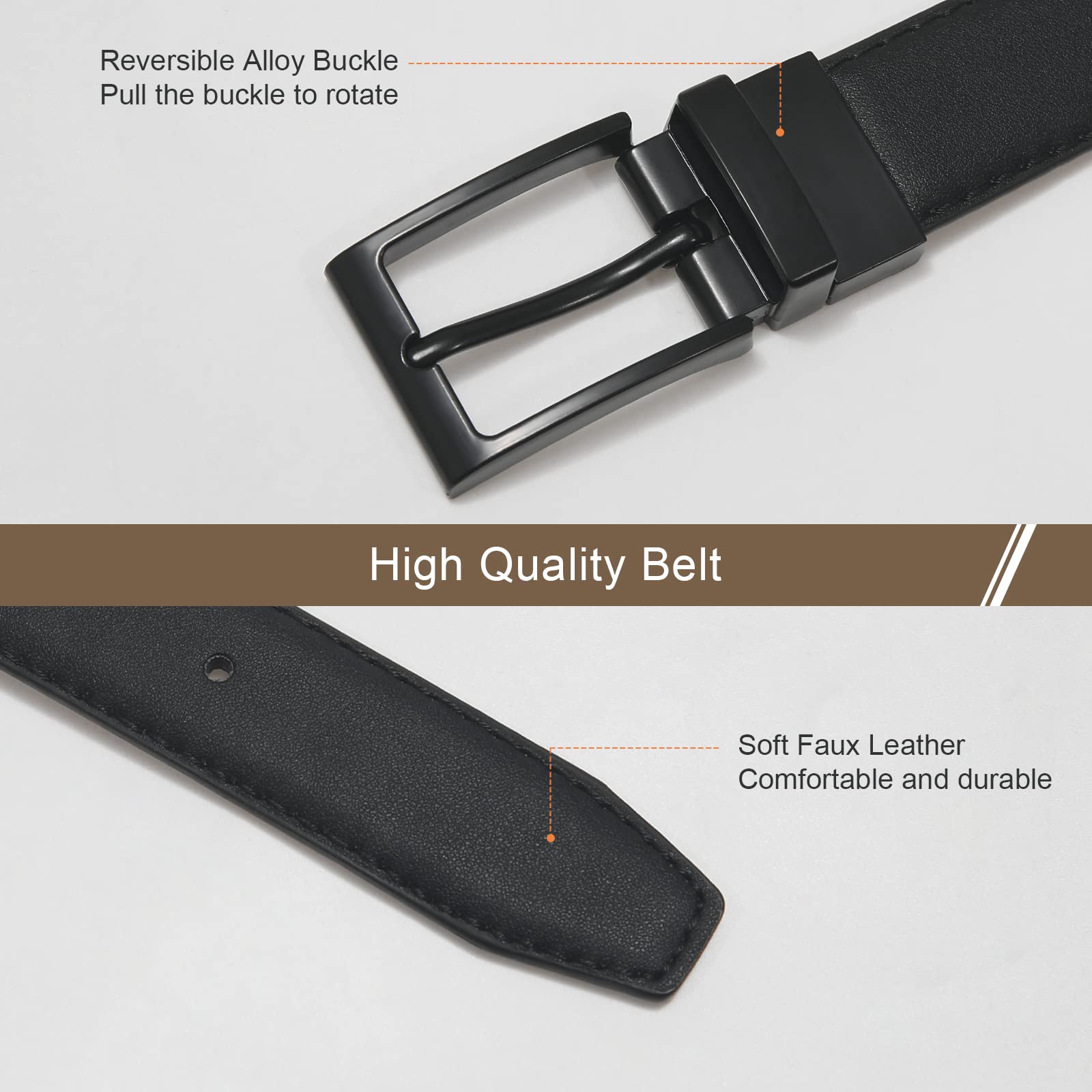 AWAYTR Reversible Kids Belts for Boys - Adjustable Black & Brown Leather Belt for School Uniform, Casual Jeans & Dress Pants | Perfect for School, Play & Everyday Wear