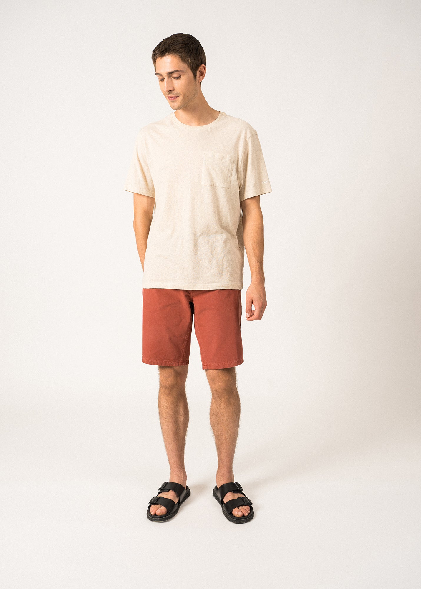 TITUS Men's Casual Shorts with Double Front & Patch Back Pockets - Comfortable Stretch Fabric for Summer - Perfect for Outdoor Activities, Beach & Travel (Terracotta)