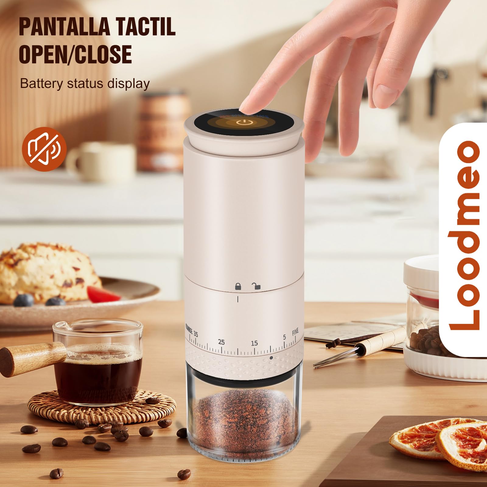 Premium Electric Coffee Grinder with Adjustable Settings - Portable USB Rechargeable Coffee Bean Grinder with Ceramic Burrs & Smart Display (Pink) - Perfect for Home, Office & Travel Use