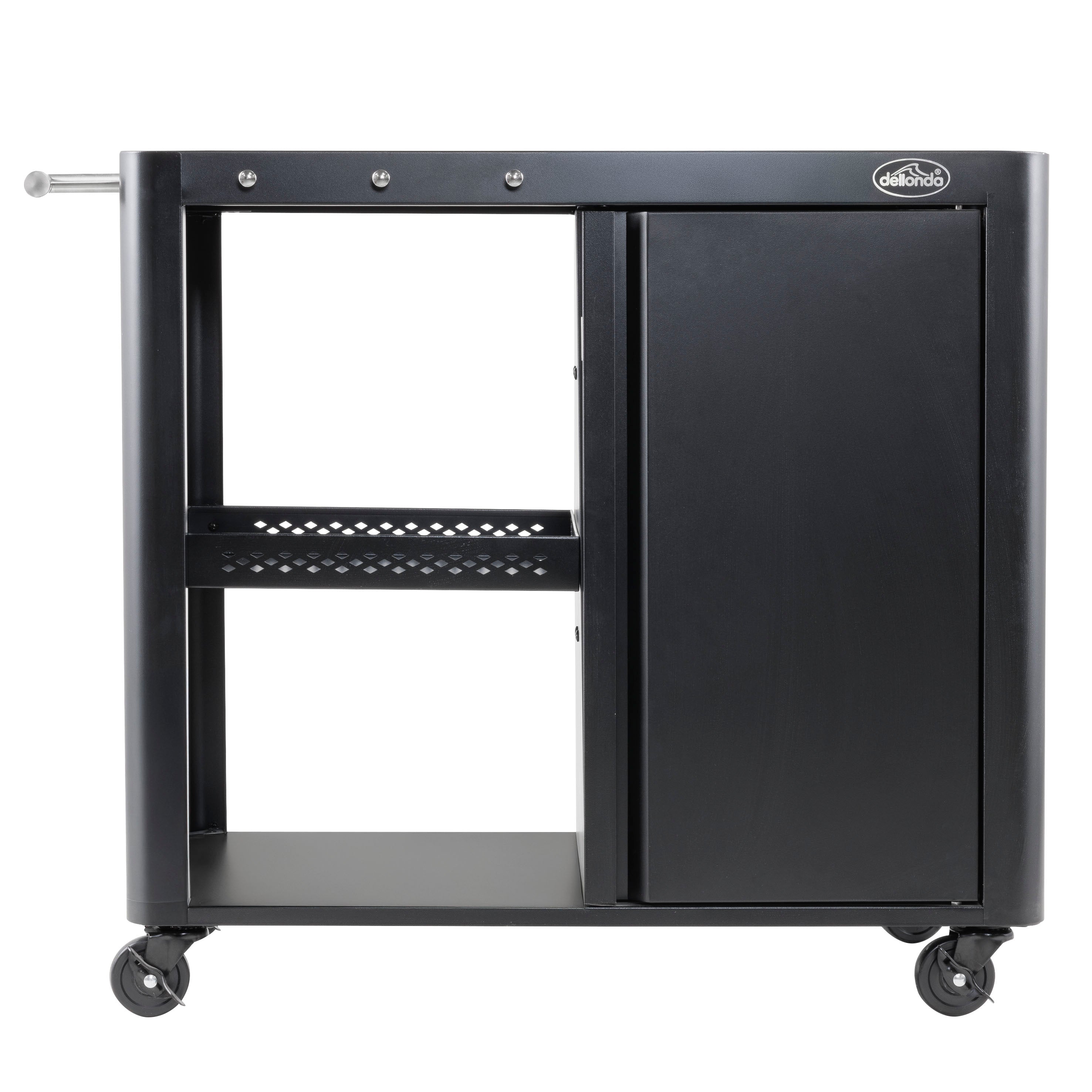 Premium Black BBQ Grill Cart with Storage Cabinet, Extendable Side Table & Utensil Hooks - Outdoor Cooking, Backyard Parties, Camping & Tailgating Essentials