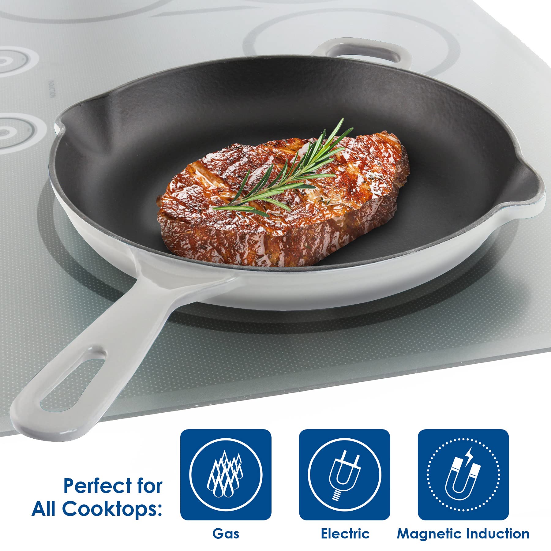 Chantal Enameled Cast Iron 10-Inch Skillet - Fade Grey | Durable Non-Stick Cookware for Stovetop & Oven | Perfect for Searing, Frying & Baking