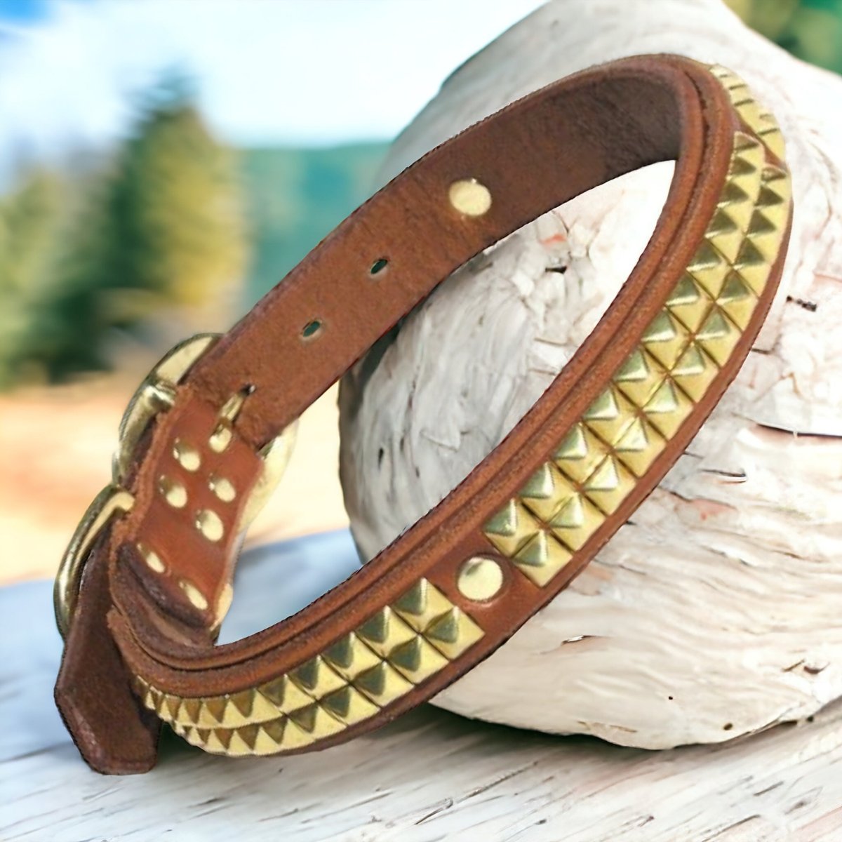 Premium London Leather Dog Collar - Handmade Adjustable Pet Collar for Small Medium Large Dogs - Durable & Stylish for Daily Walks, Training & Outdoor Adventures