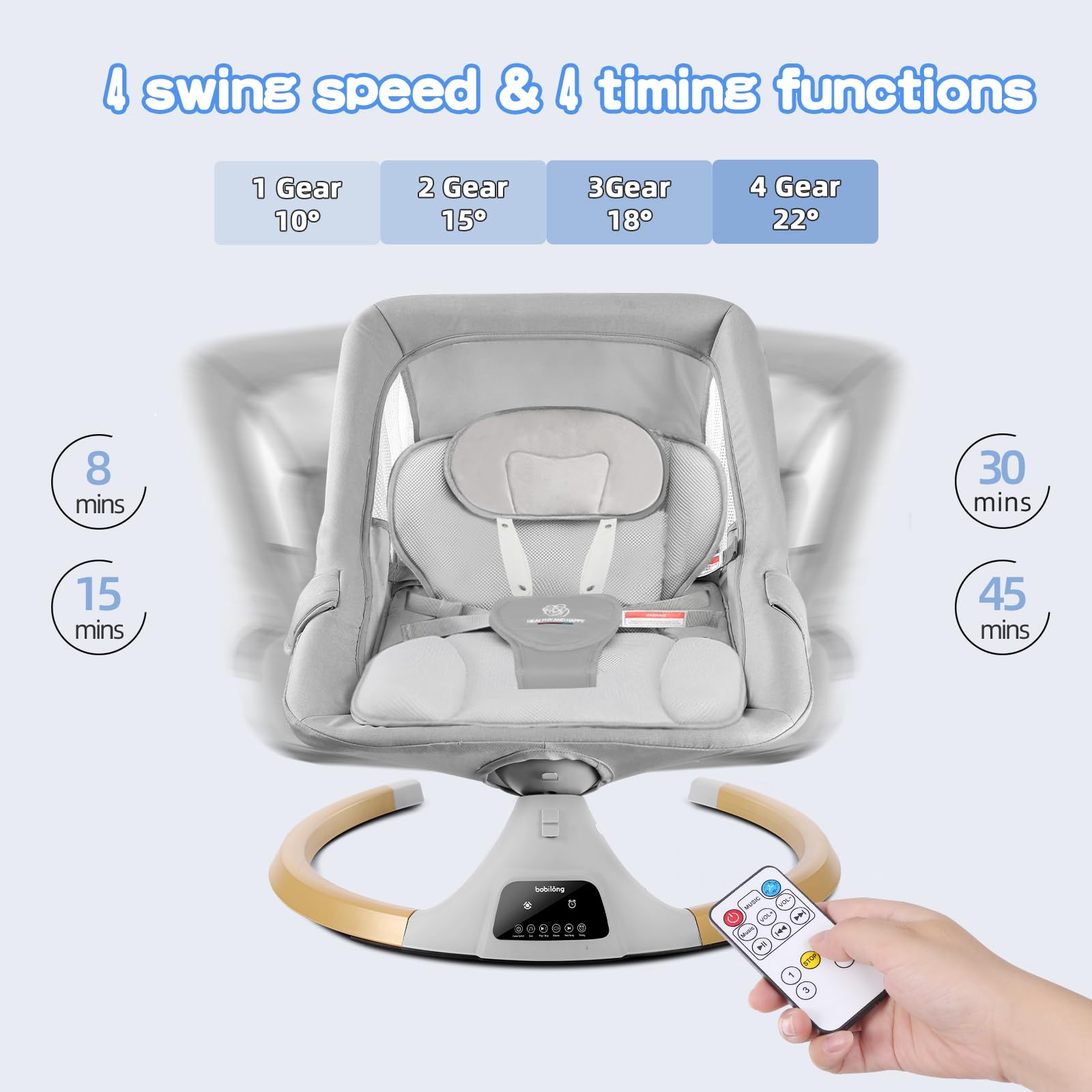 3-in-1 Baby Swing with Bluetooth & Remote Control - Infant to Toddler Rocker (0-24 Months) | Heavy Duty Base, 4 Speed Settings, Removable Tray | Perfect for Nursery, Daycare & Soothing Fussy Babies