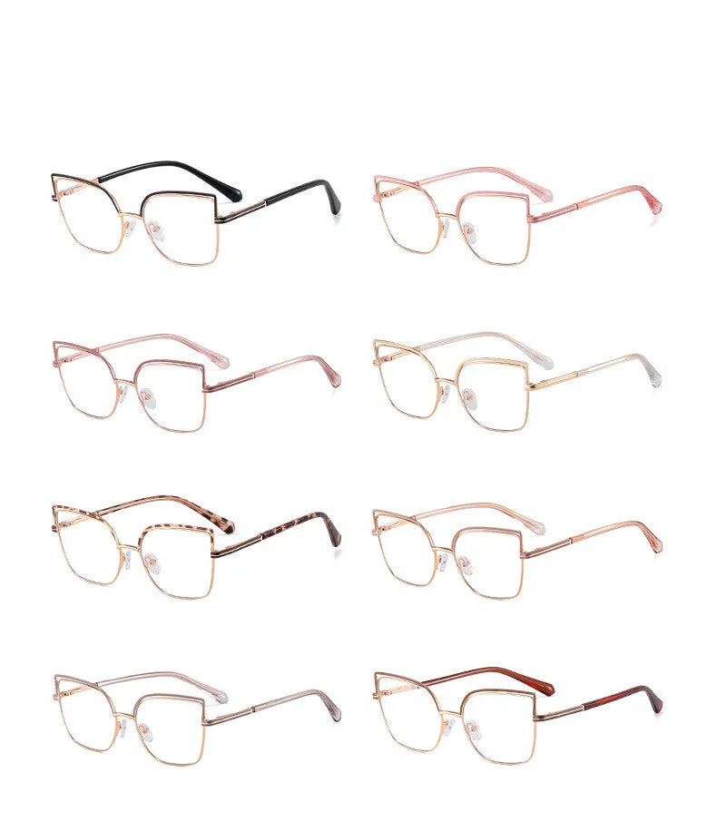 CCspace Women's Full Rim Square Cat Eye Alloy Eyeglasses Frame 301091 - Stylish Retro Glasses for Work, Reading & Fashion Accessories