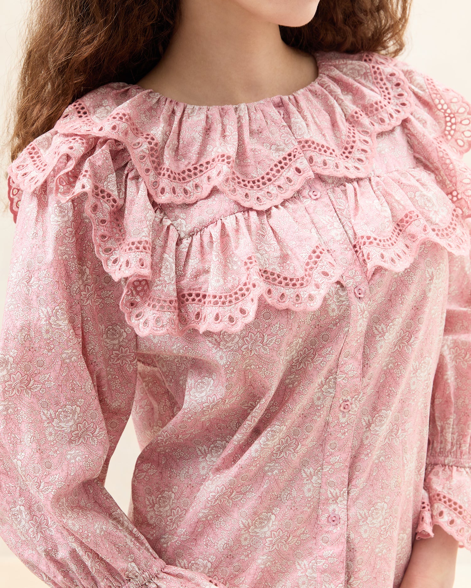 Alma Embroidered Blouse for Women - Elegant Floral Lace Top for Casual Wear, Office & Special Occasions