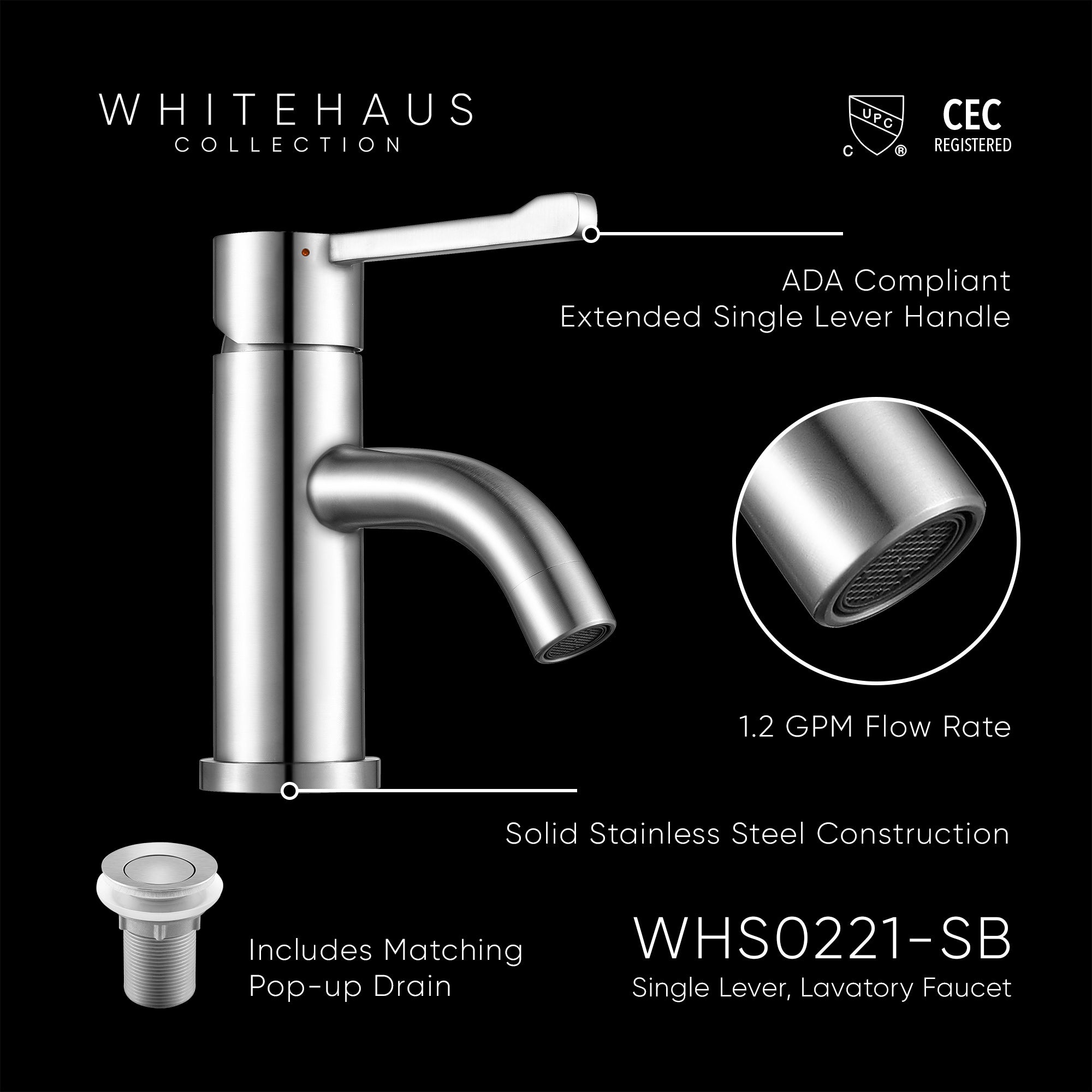 Premium Single Hole Stainless Steel Lavatory Faucet - Extended Single Lever Design for Bathroom Sink | Durable & Modern for Home, Hotel, and Commercial Use