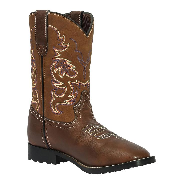 TuffRider Youth Kings Canyon Rounded Toe Western Boots for Kids - Durable Cowboy Boots for Riding, Rodeo & Outdoor Adventures