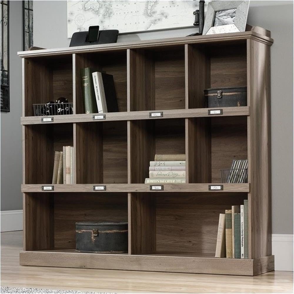 Pemberly Row Rustic Wood Short Book Shelves in Salt Oak - Compact Bookshelf for Small Spaces, Home Office, Living Room & Bedroom Storage