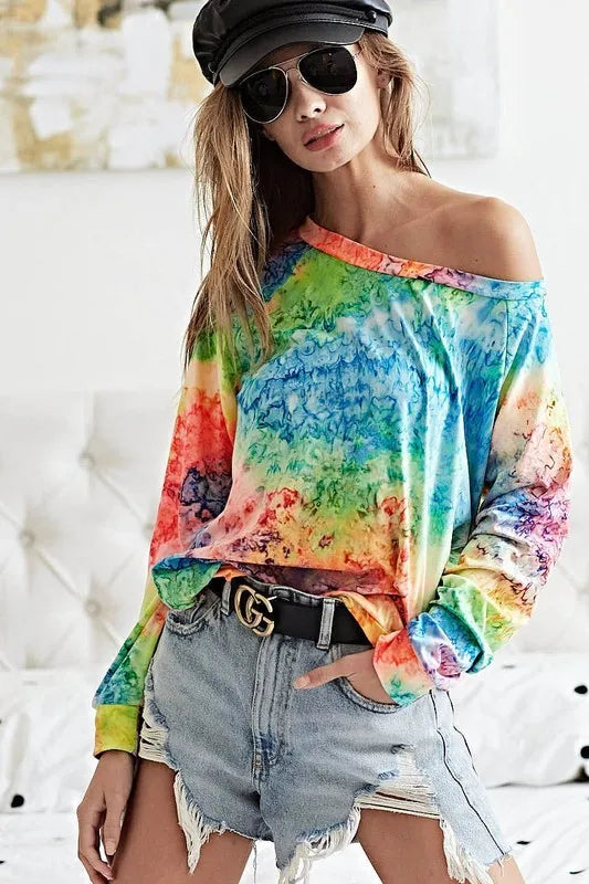 BiBi Tie Dye Soft Knit Jersey T-Shirt for Women | Comfortable Casual Tee | Perfect for Summer Outfits, Beach Days & Weekend Wear